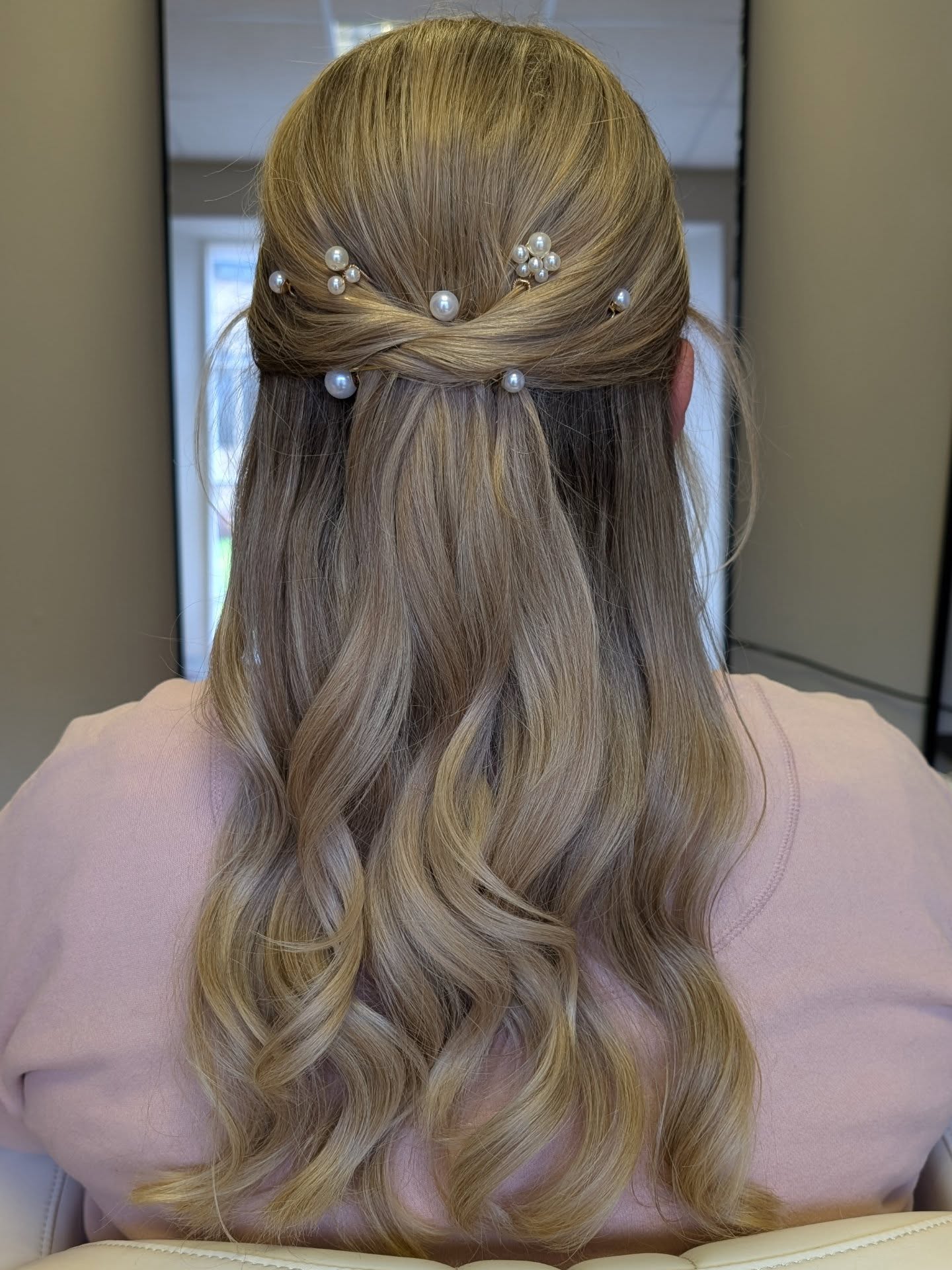Half-Up Twist With Pearl Pins
