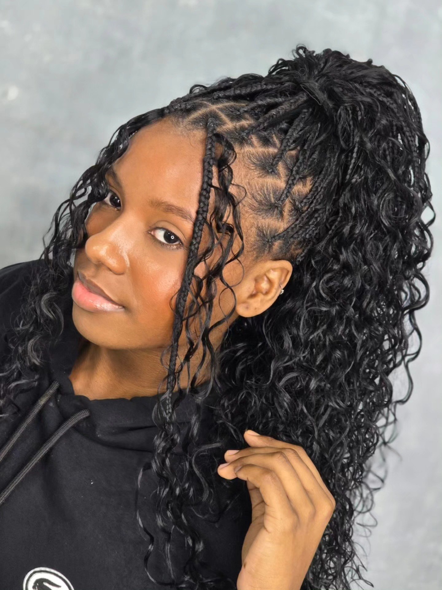 High Ponytail With Bohemian Box Braids