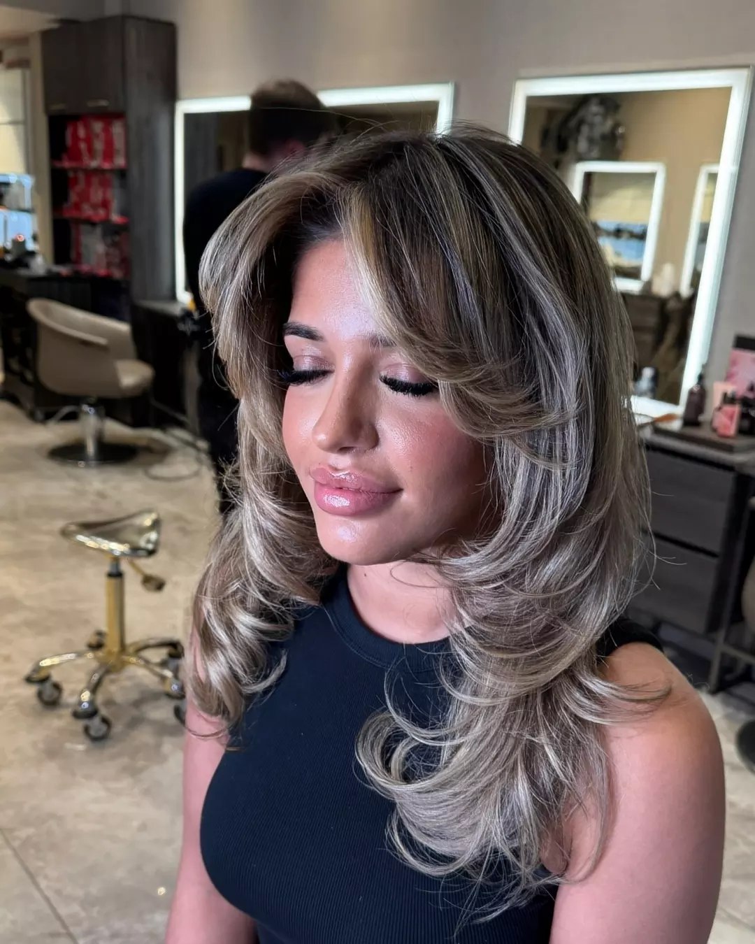 Honey Blonde Layers With Voluminous Face-Framing