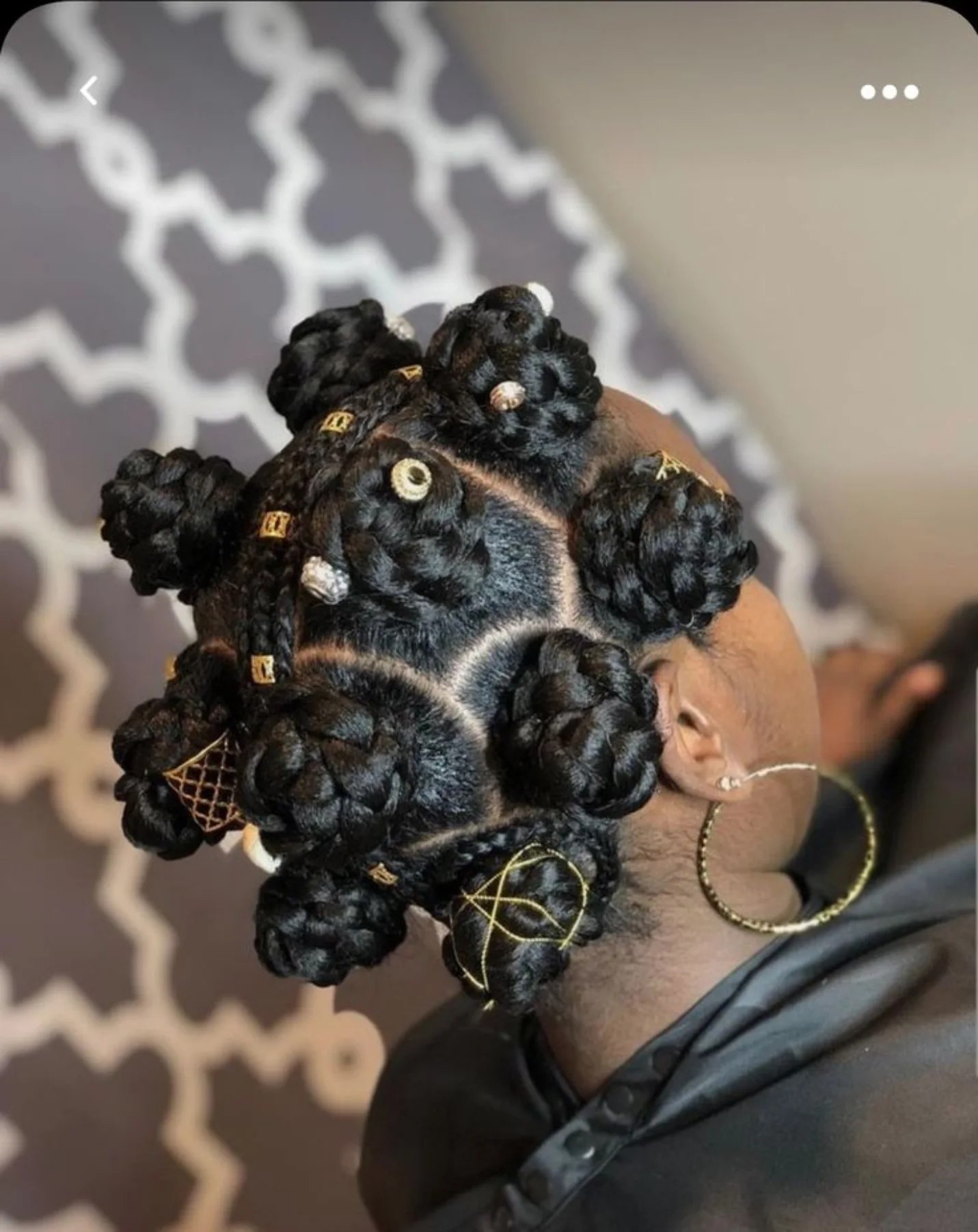 Intricate Bantu Knots With Gold Adornments
