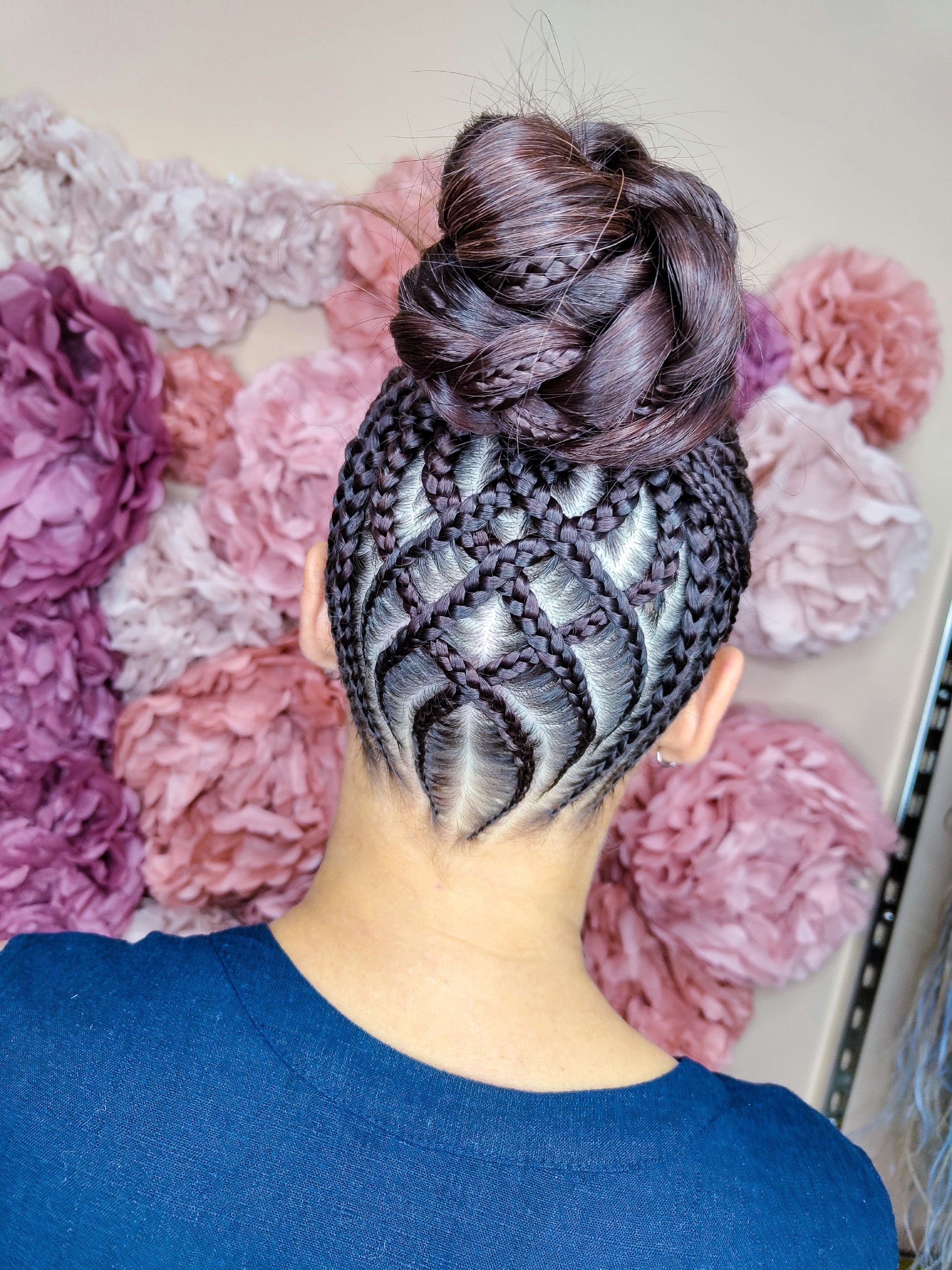 Intricate Geometric Cornrow Bun