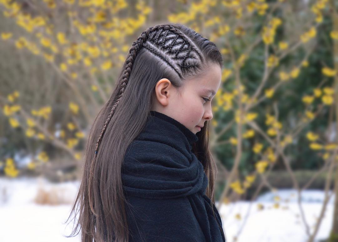 Intricate Side Cornrows With Long Sleek Brown Hair