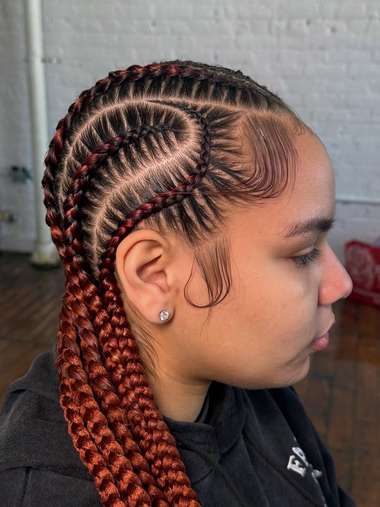 Intricate Stitch Braids With Copper Highlights