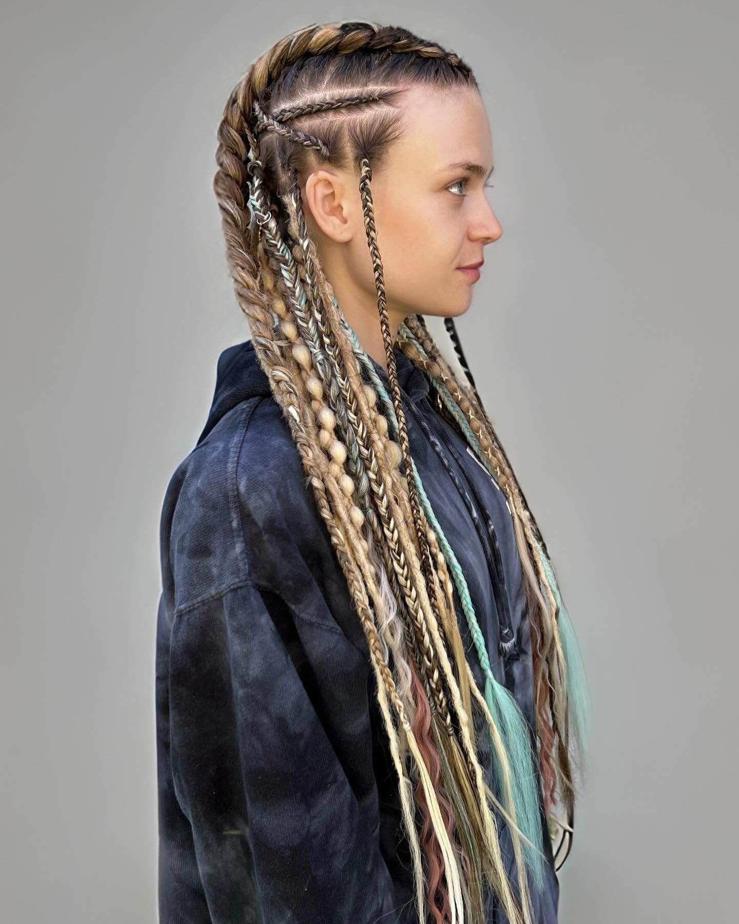 Intricate Viking Braids With Pastel Accents