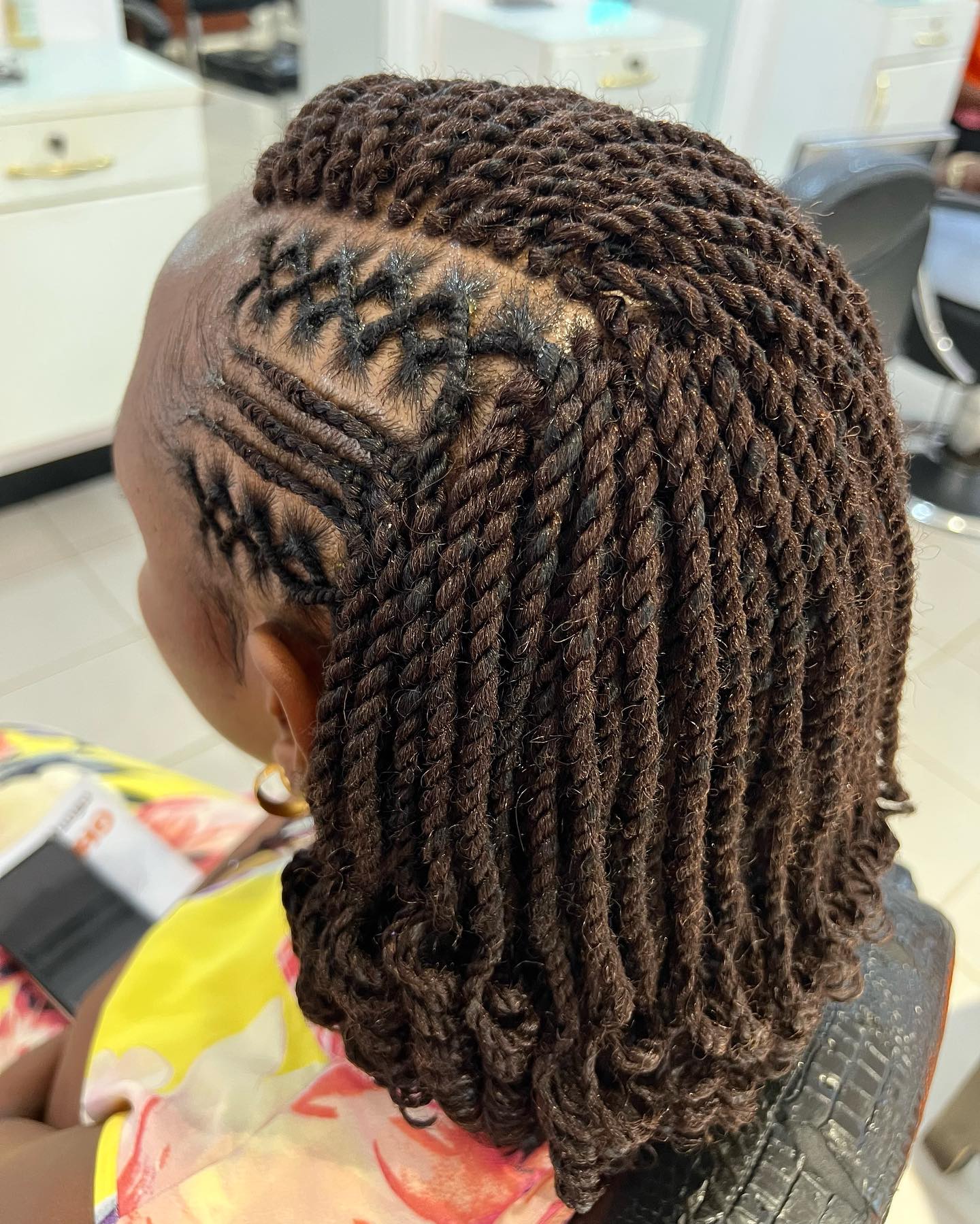 Kinky Twist Braids With Detailed Stitch Feed In