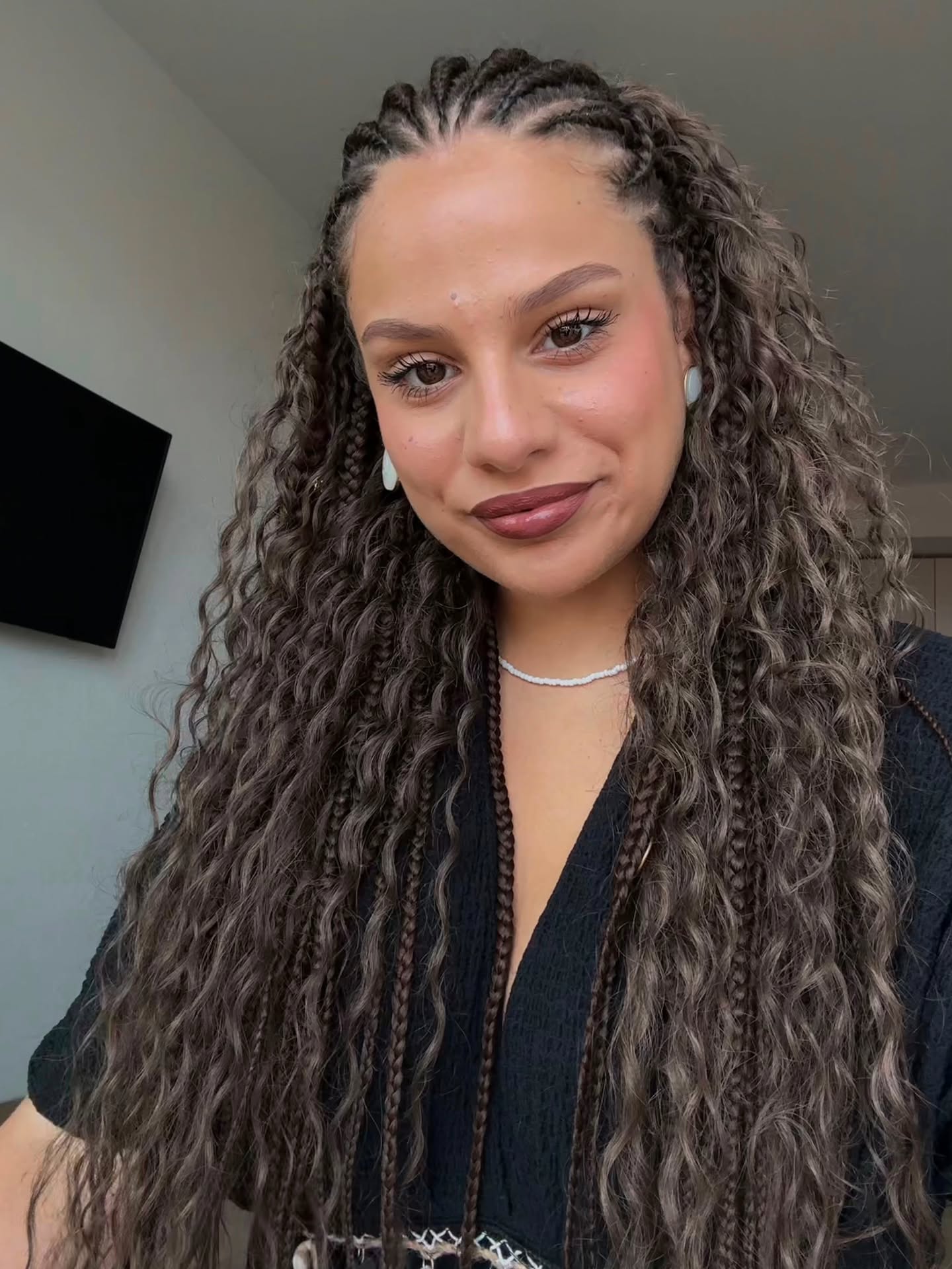 Long Goddess Braids With Curly Ends