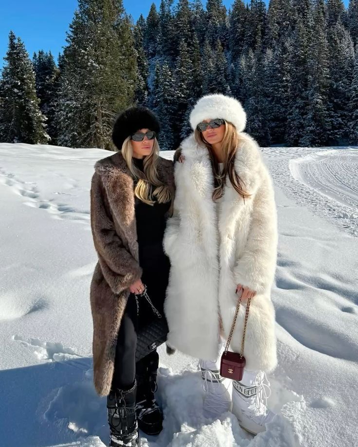 Luxurious Faux Fur Coats In Snowy Landscape
