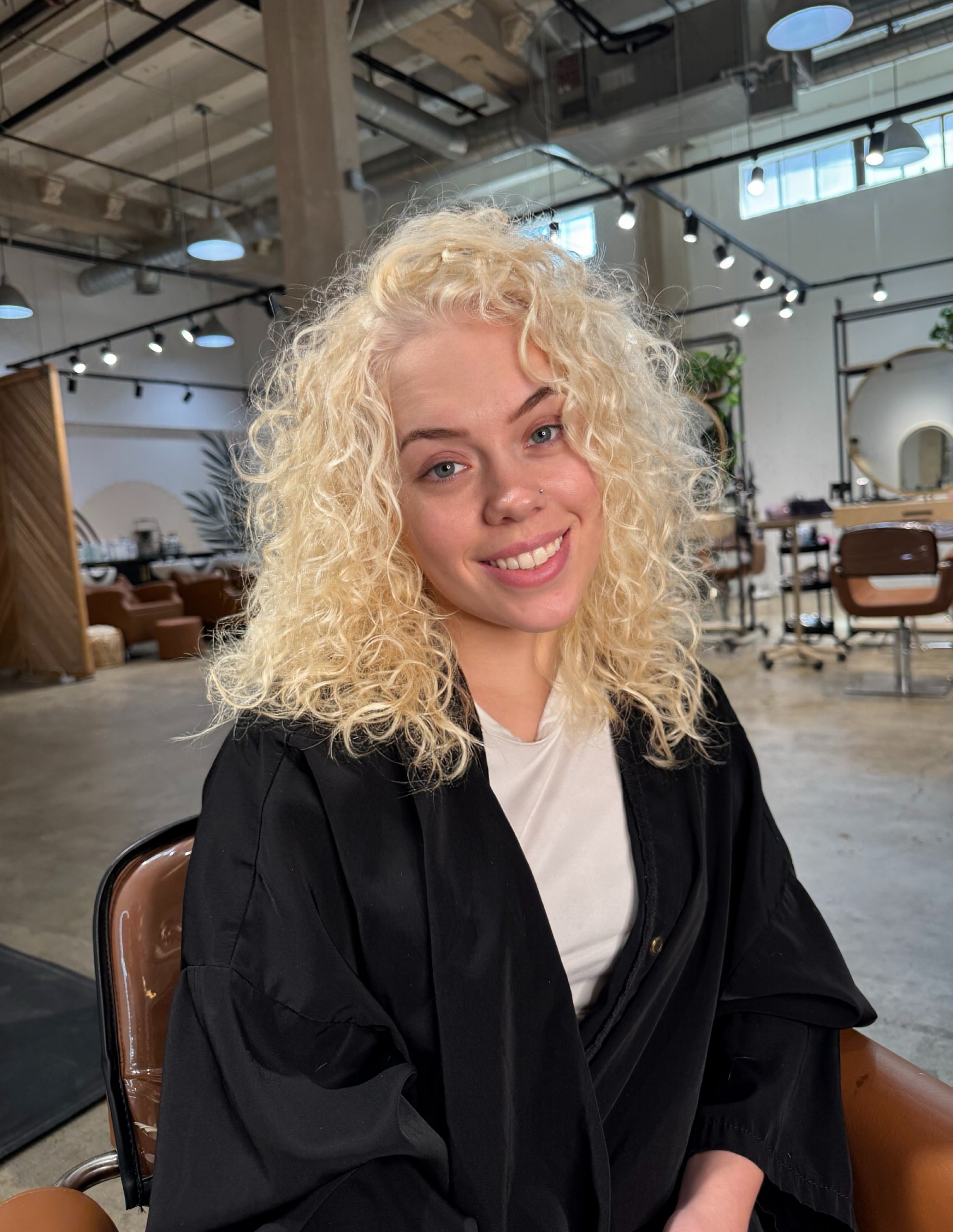 Platinum Blonde Beach Waves With Root Smudge