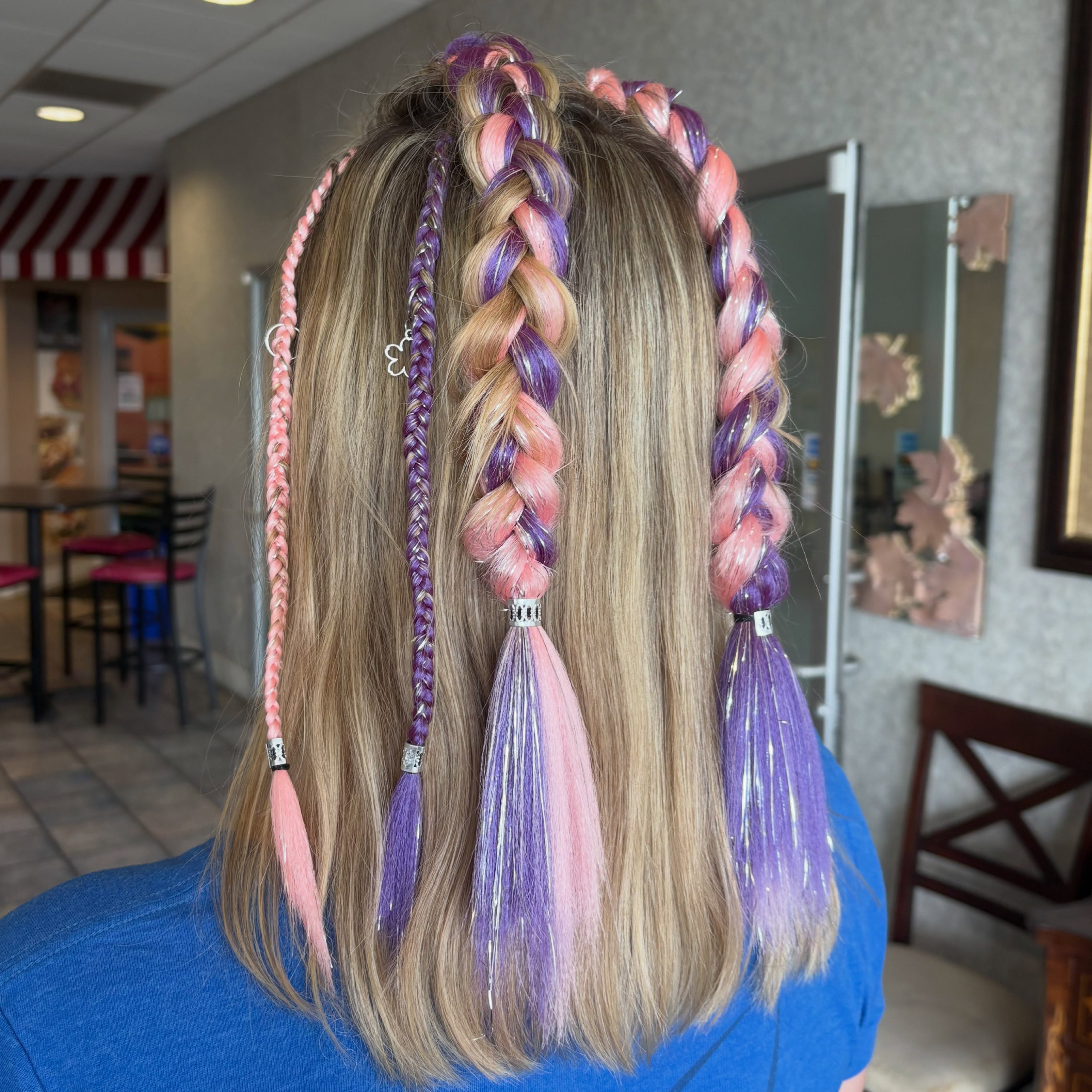Playful Pastel Braids With Tinsel Strands