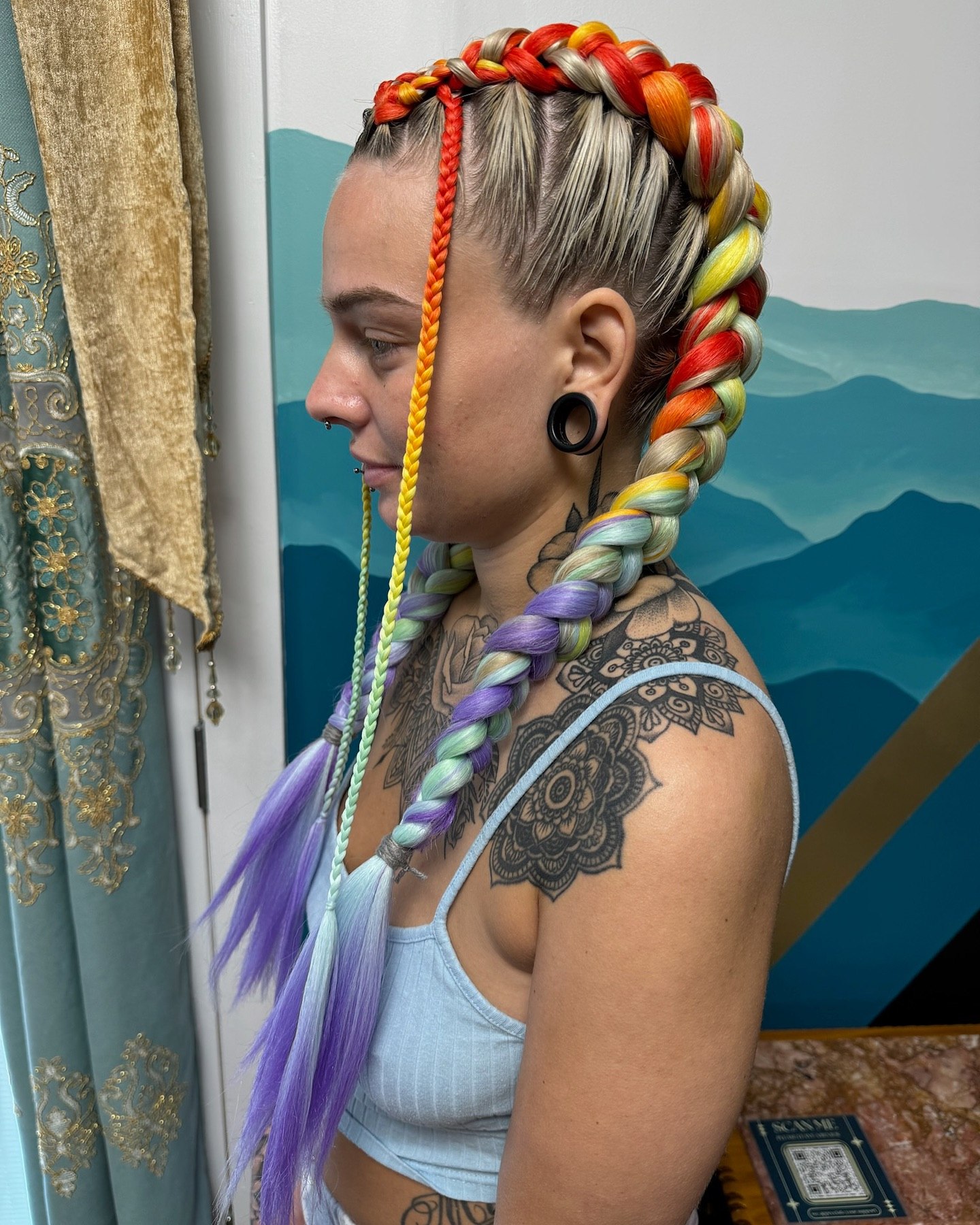 Rainbow Dragon Braids With Synthetic Extension Accents