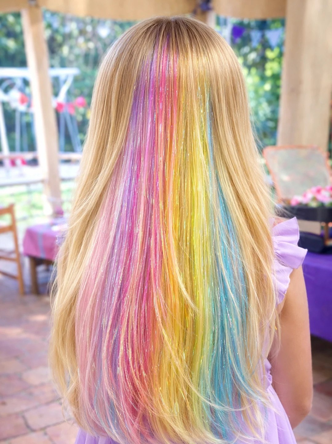 Rainbow Sparkle Tinsel Braids for Kids