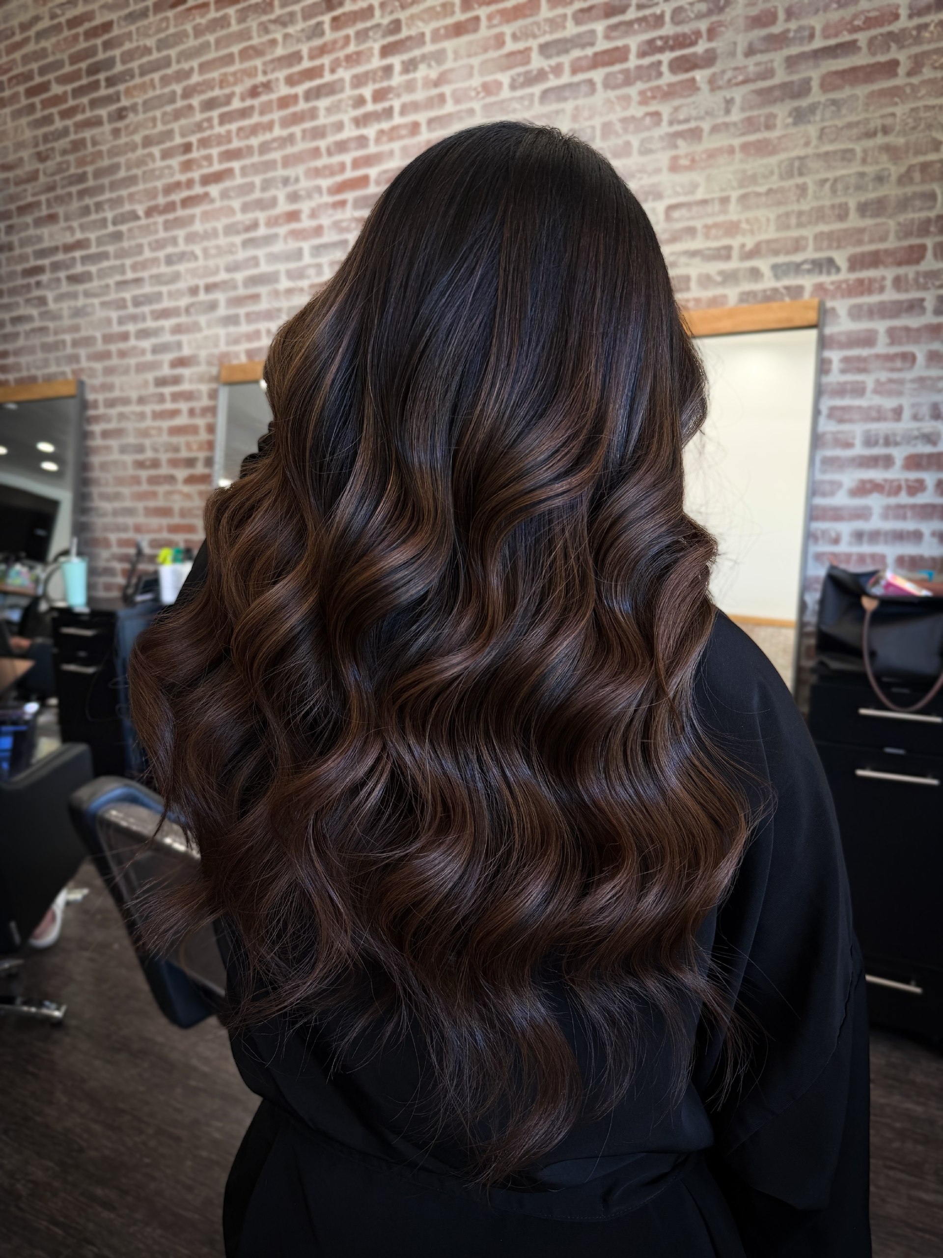 Rich Espresso Balayage With Soft Waves