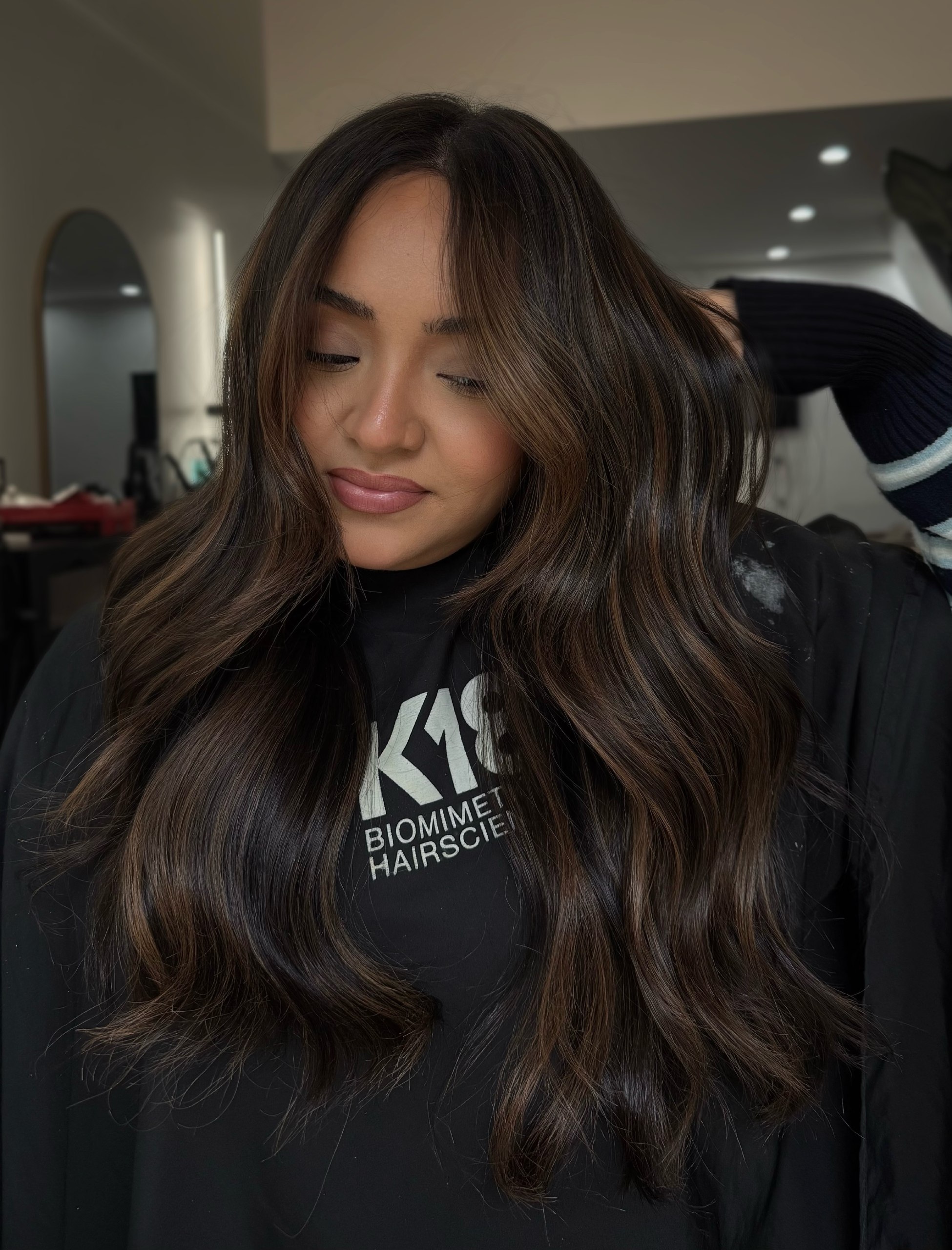Rich Espresso Balayage With Subtle Auburn Tones