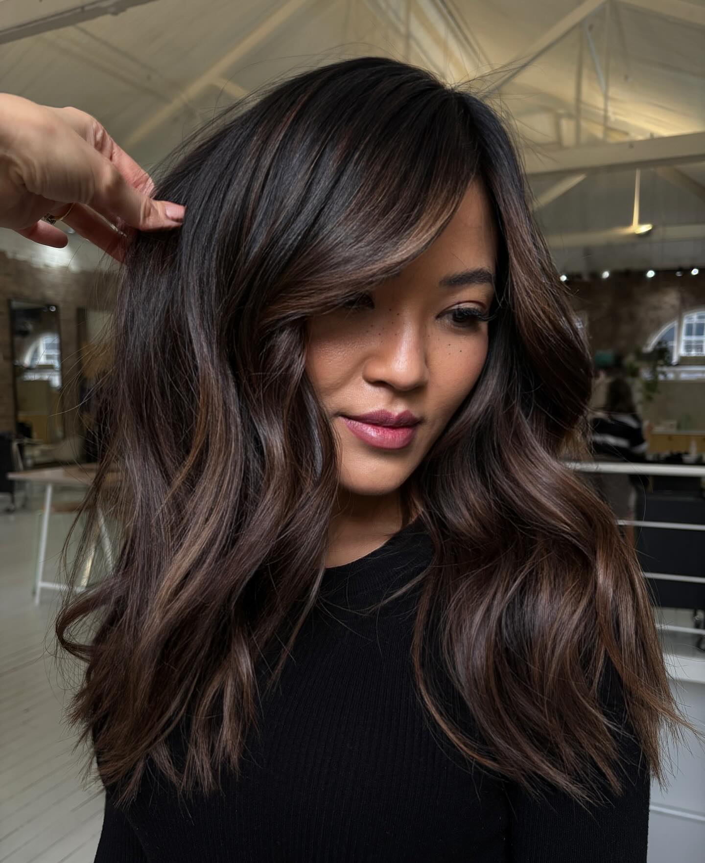 Rich Espresso Balayage With Subtle Chocolate Highlights