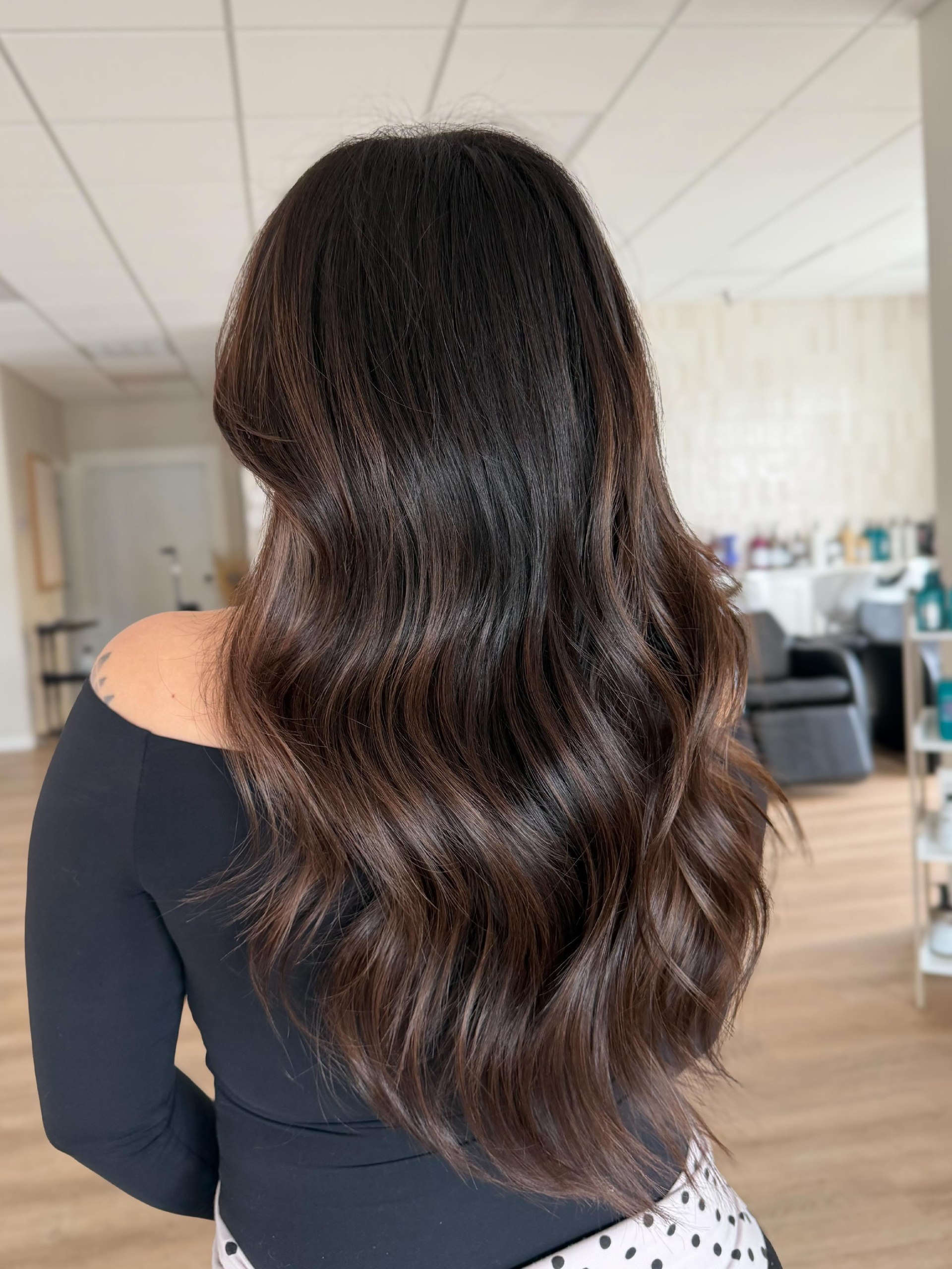Rich Espresso Waves With Subtle Chocolate Balayage