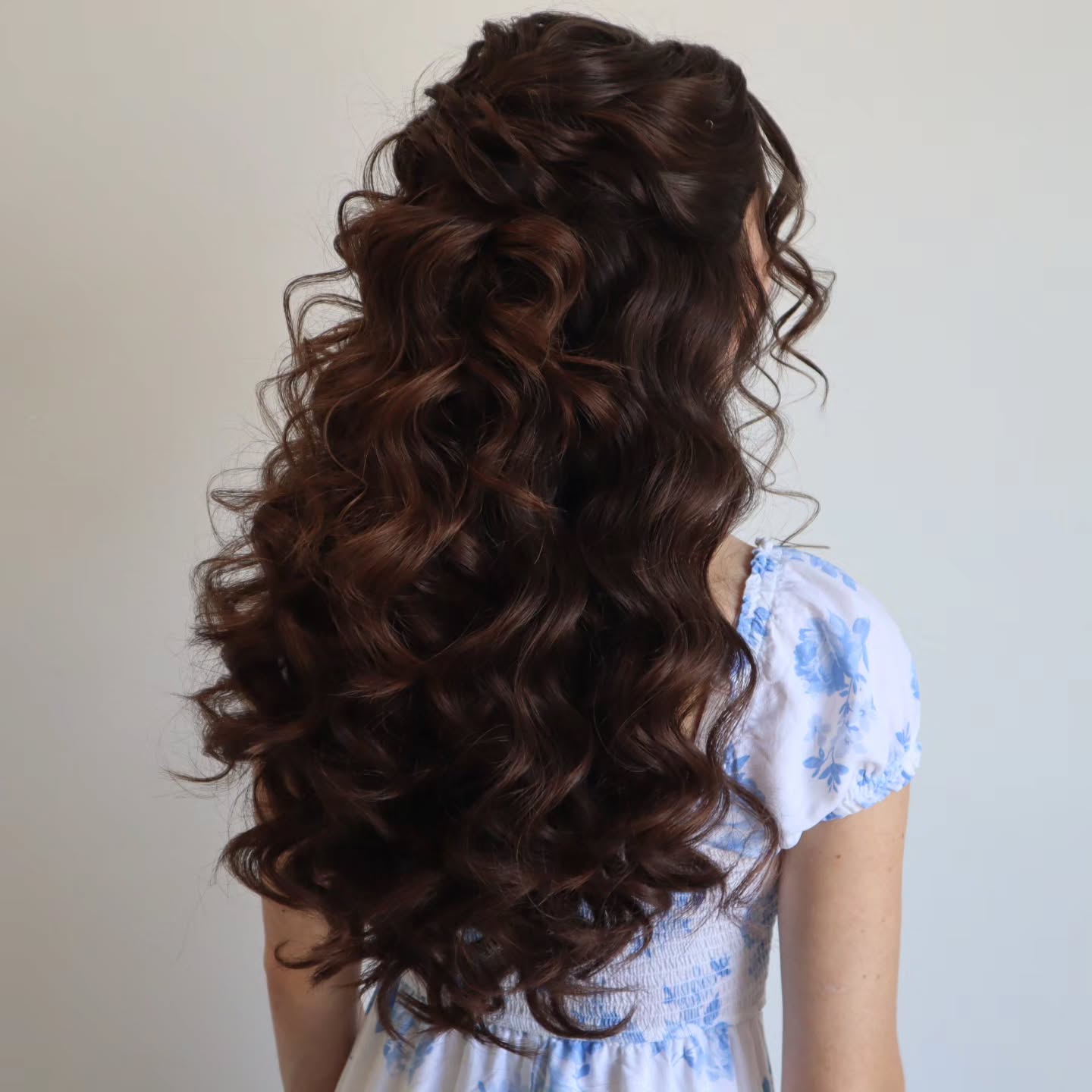 Romantic Half-Up Loose Waves Brunette