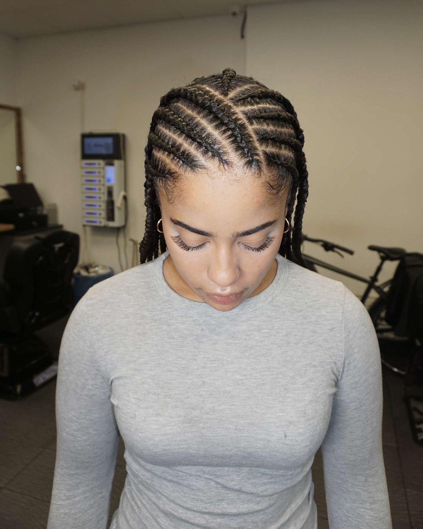 Sharp Zigzag Part Cornrows With Defined Edges