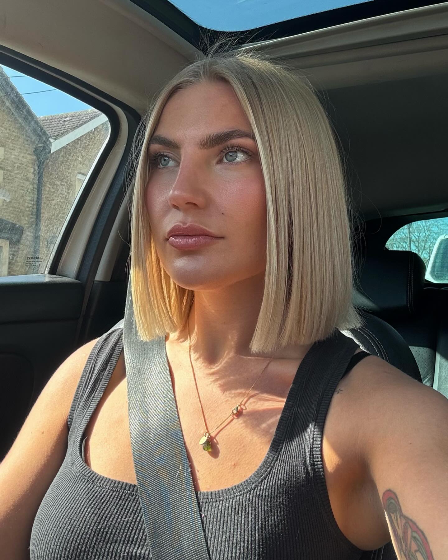 Sleek Platinum Blonde Blunt Bob