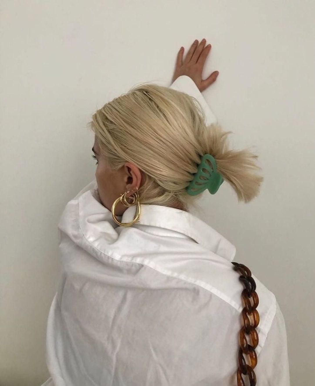 Sleek Scandi Blonde Claw Clip Updo