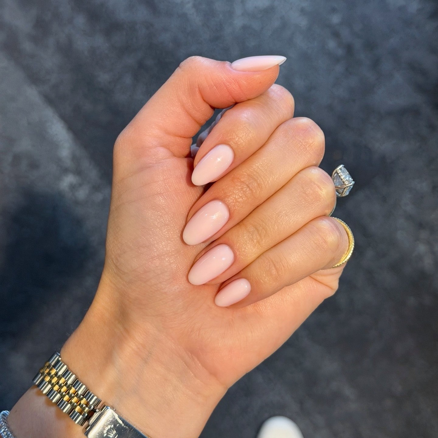 Soft Pink Milky Almond Glossy Nails