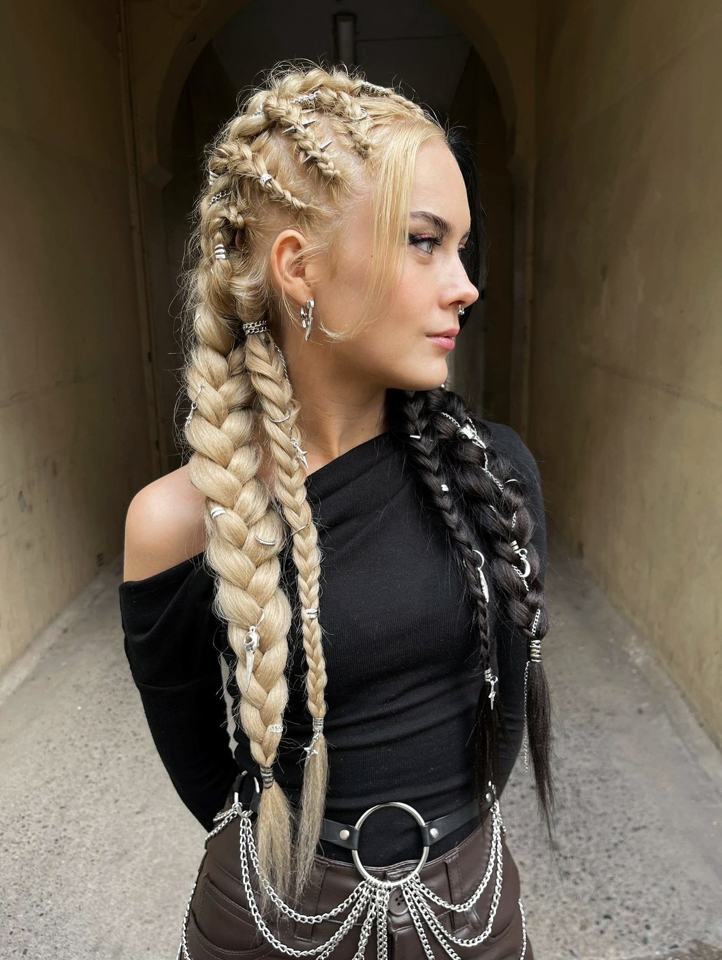 Split Dye Braided Half Up Concert Hairstyle