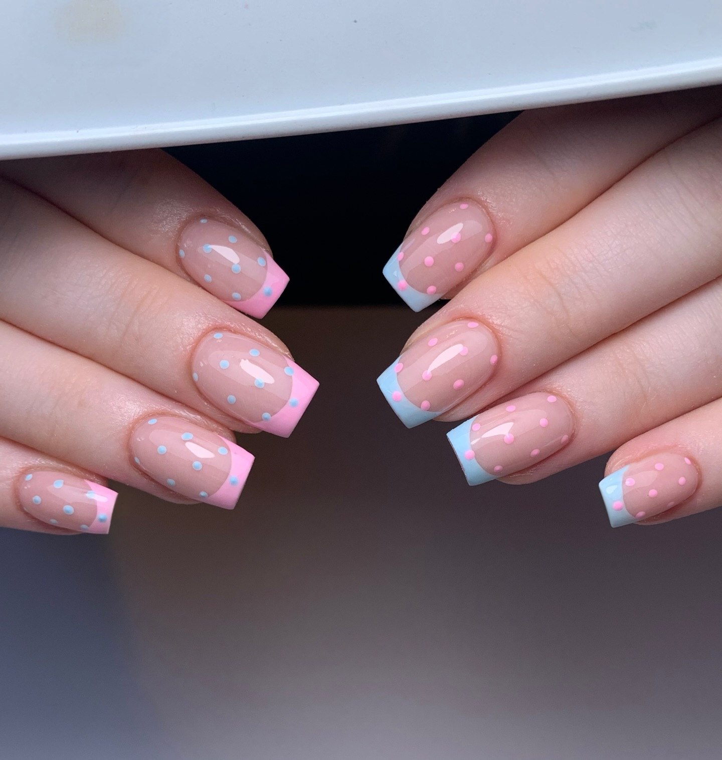 Sweet Pastel Polka Dot French Tips