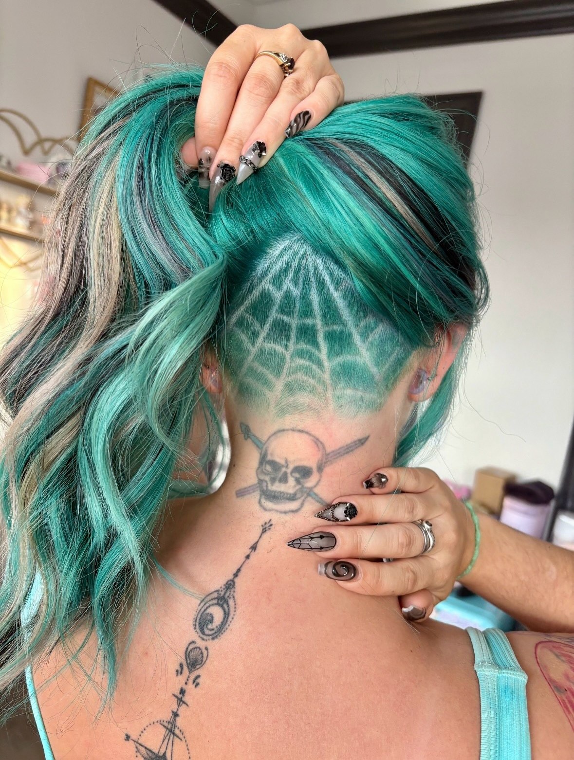 Teal Waves With Hidden Spiderweb Undercut