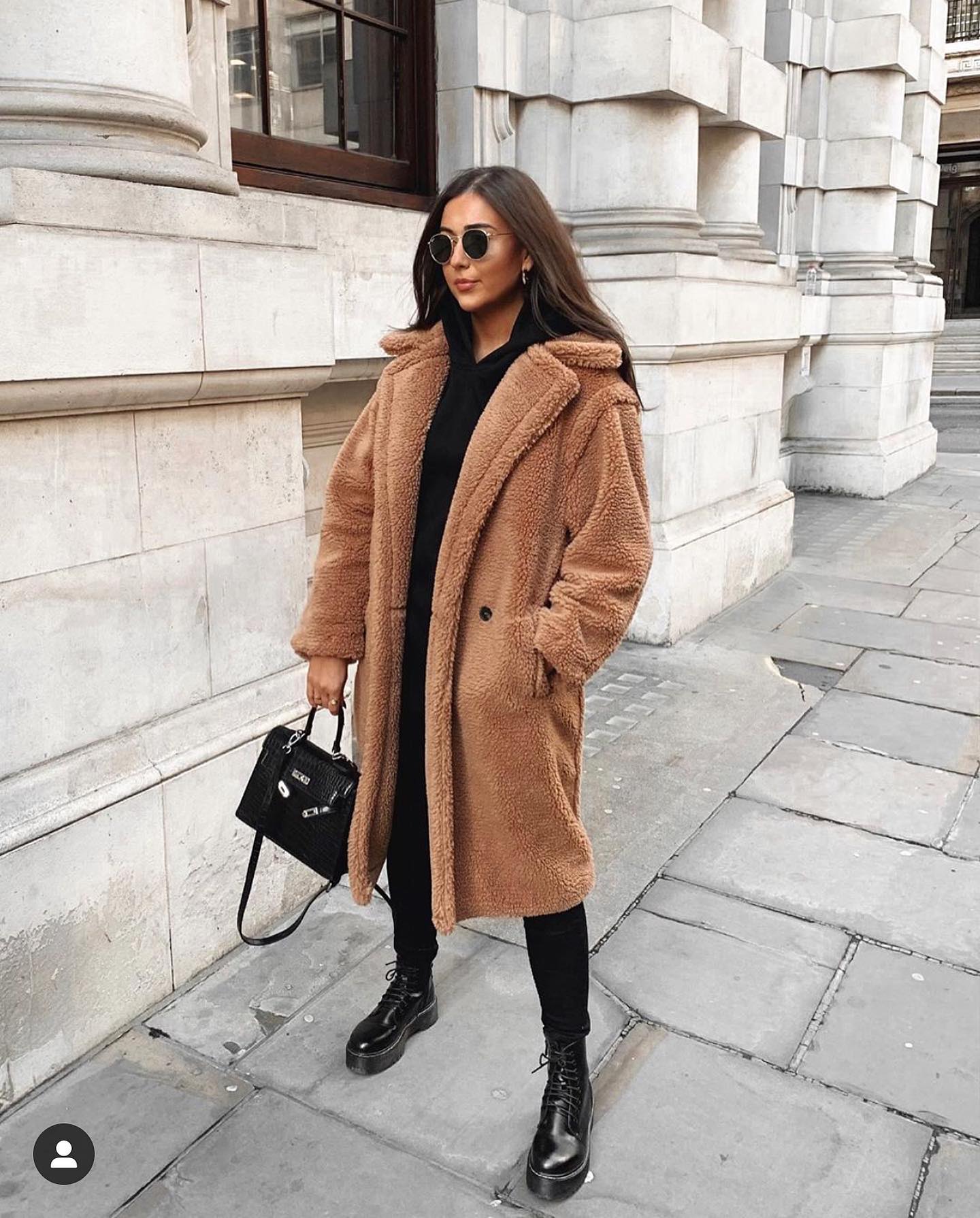 Teddy Coat Over Hoodie Street Style Look