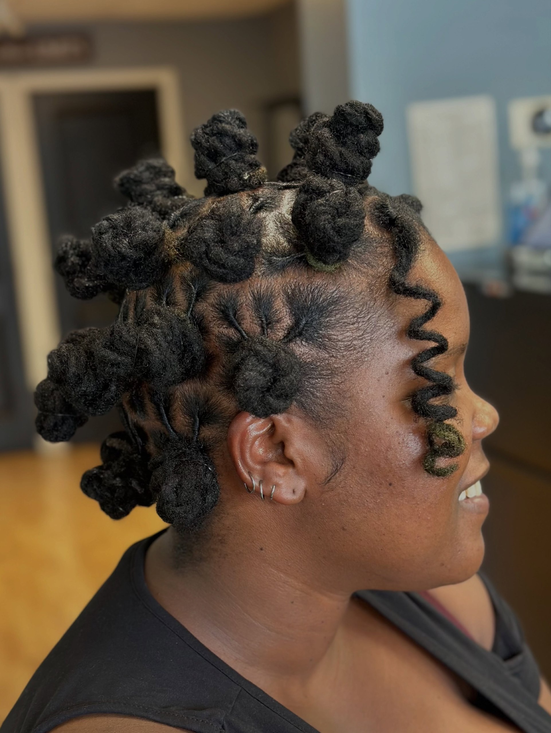 Textured Bantu Knots With Defined Coils
