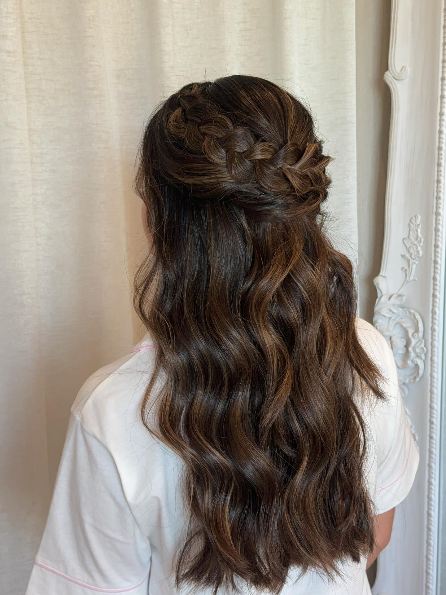 Textured Braided Crown Half Up Style
