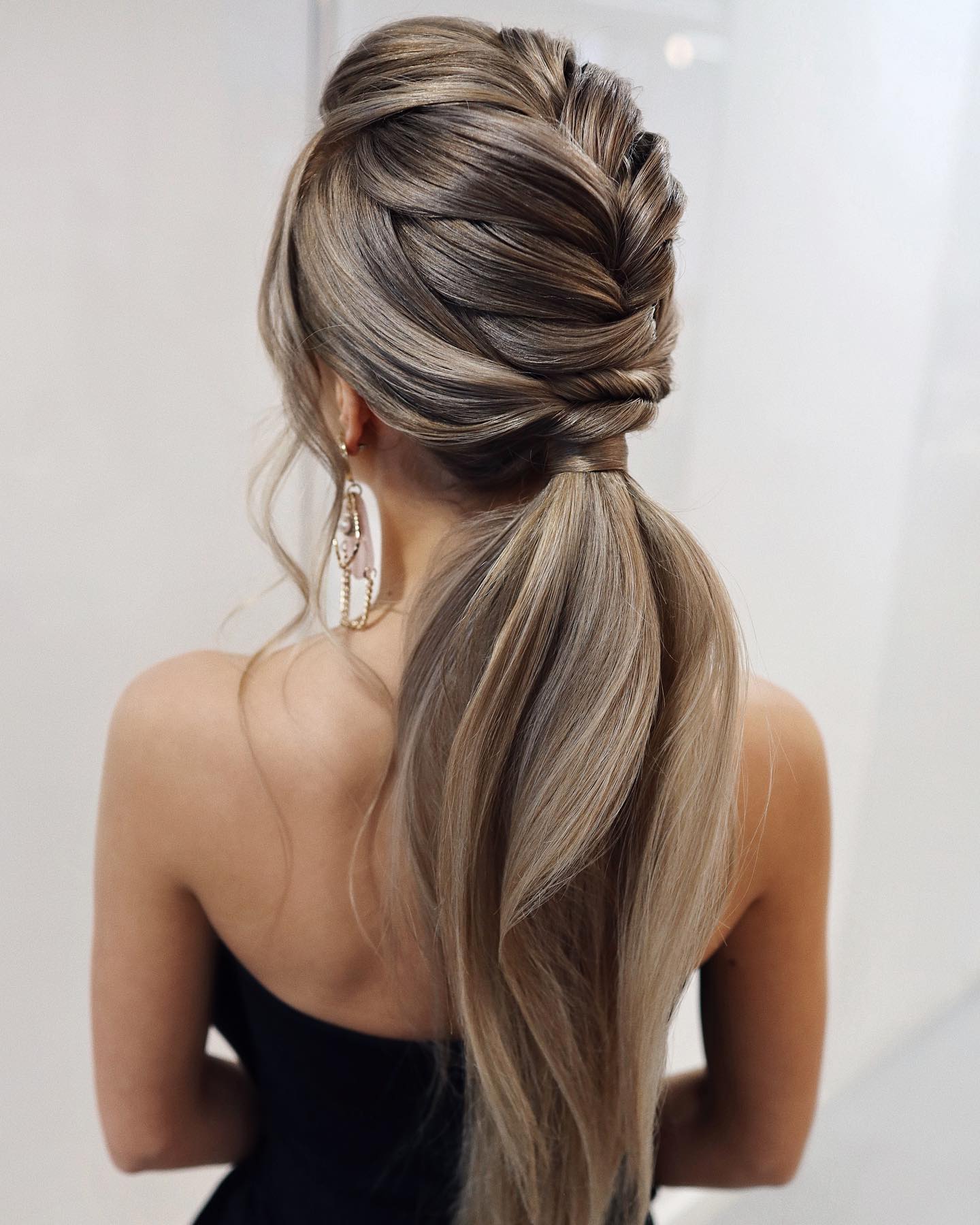 Textured Braided Ponytail On Ash Bronde Hair