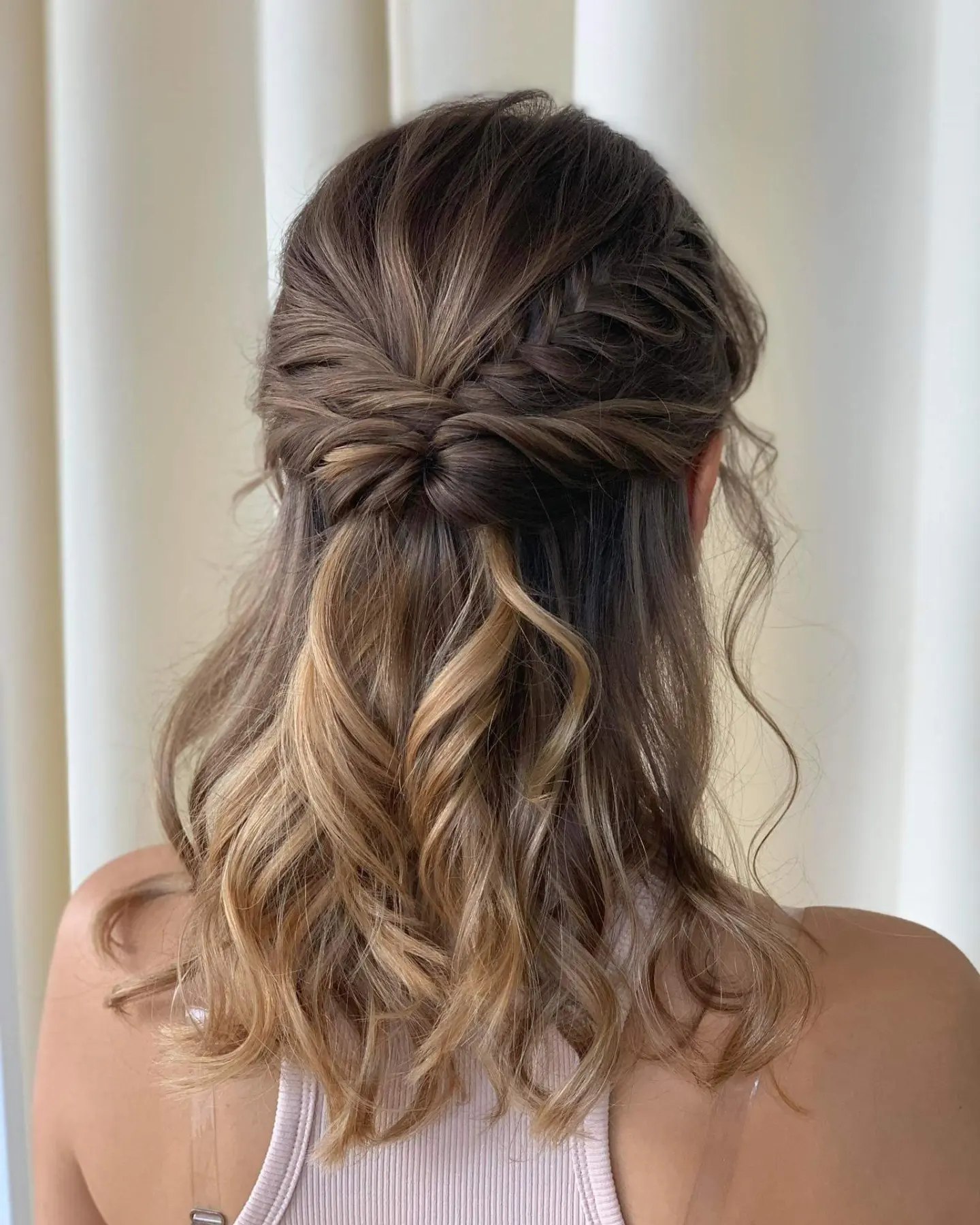 Twisted Half-Up With Loose Honey Blonde Waves