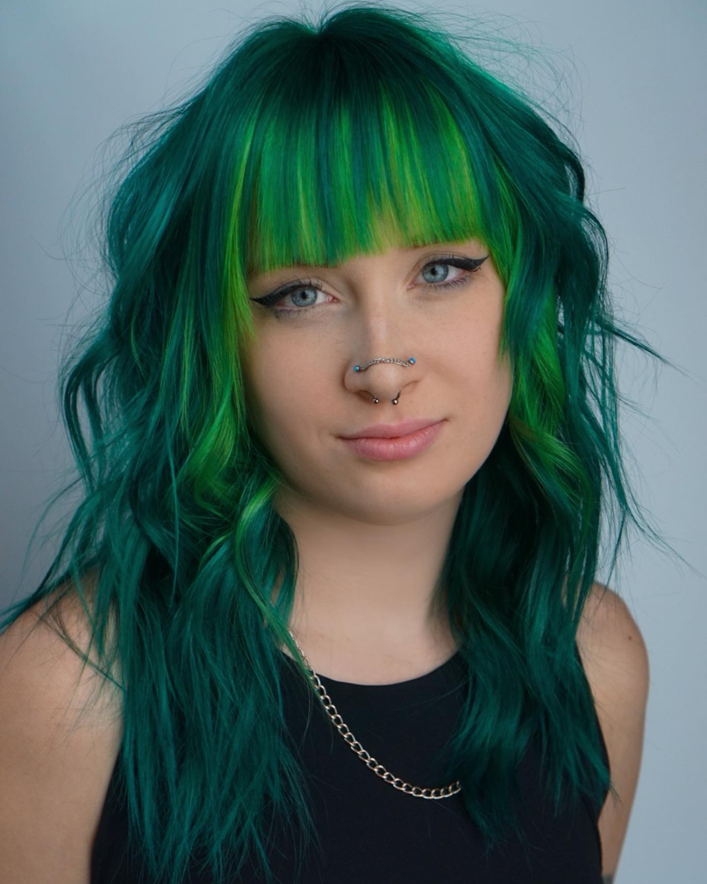Vibrant Emerald Shag With Electric Lime Highlights