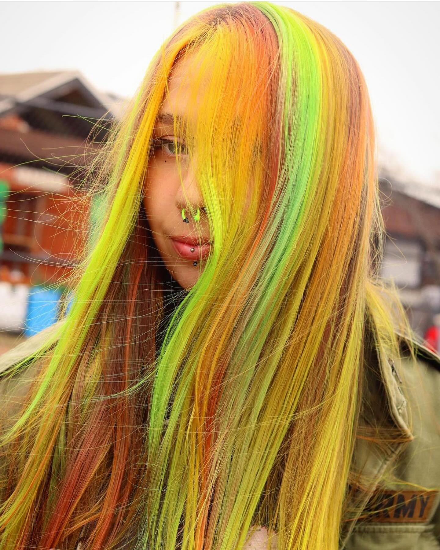 Vibrant Neon Streaks With Sunset Ombre