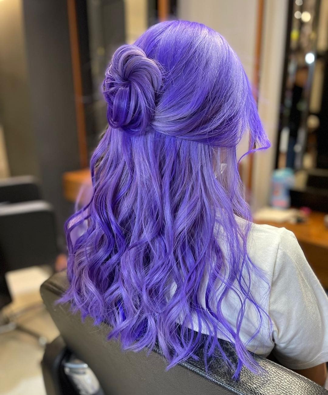Vibrant Orchid Purple Half-Up Space Bun