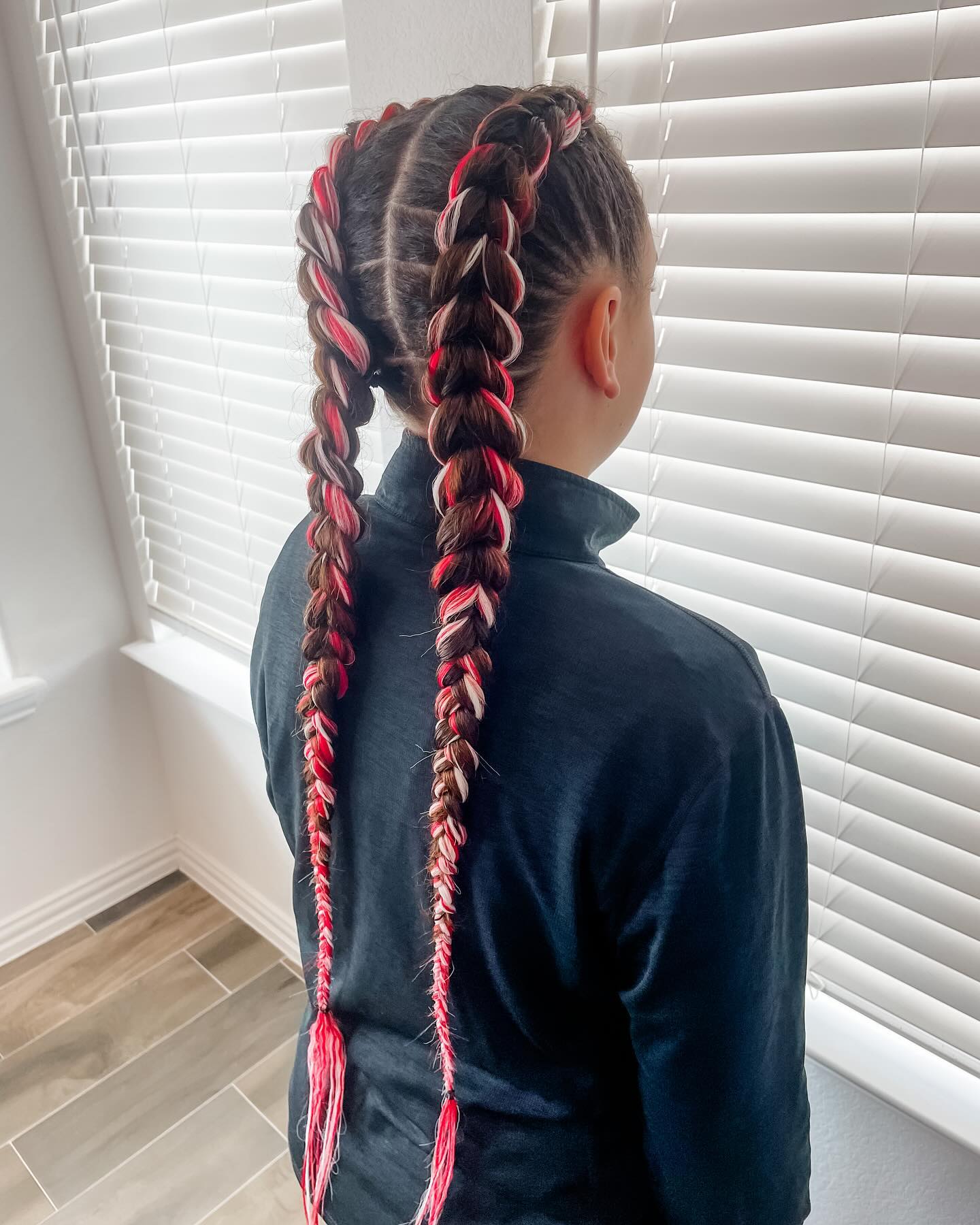 Vibrant Red And White Dutch Dragon Braids