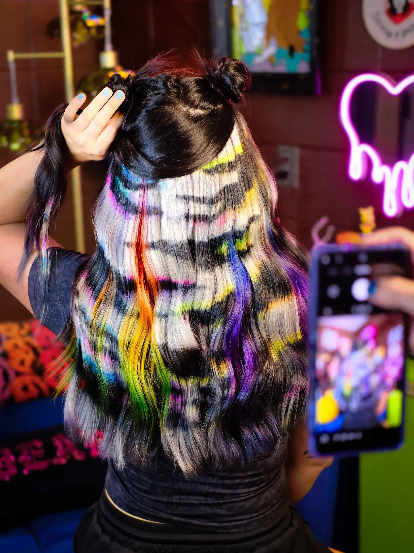 Vibrant Zebra Stripe Rainbow Hair