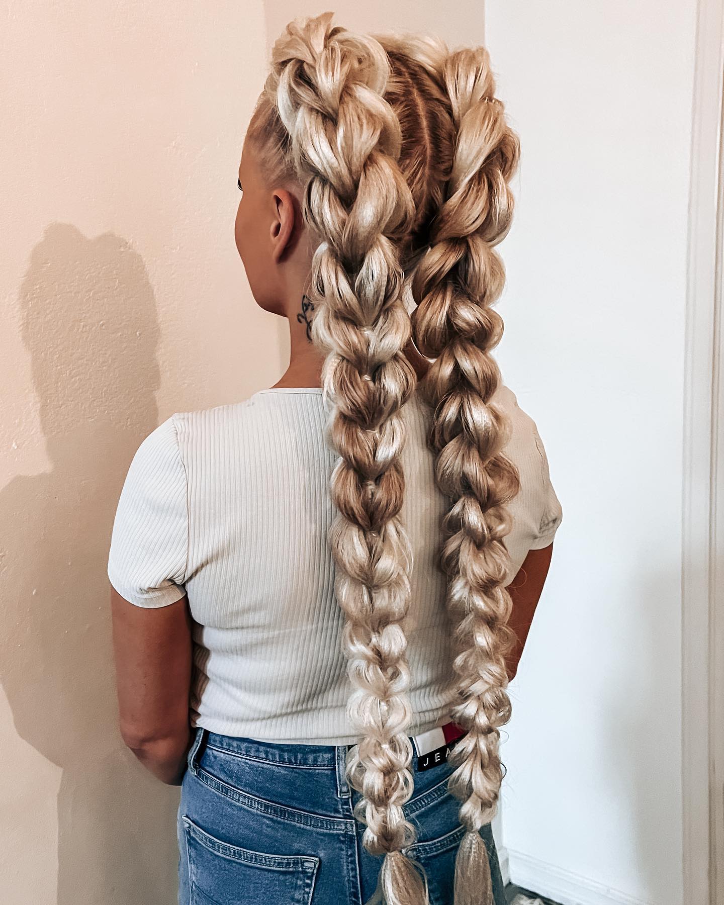 Voluminous Blonde Dragon Braids For Long Hair