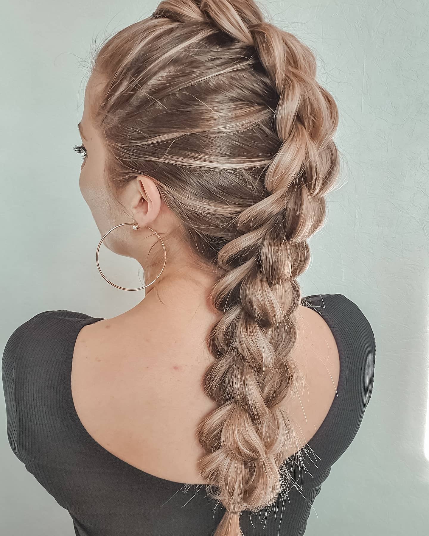 Voluminous Dutch Braid On Ash Blonde Hair