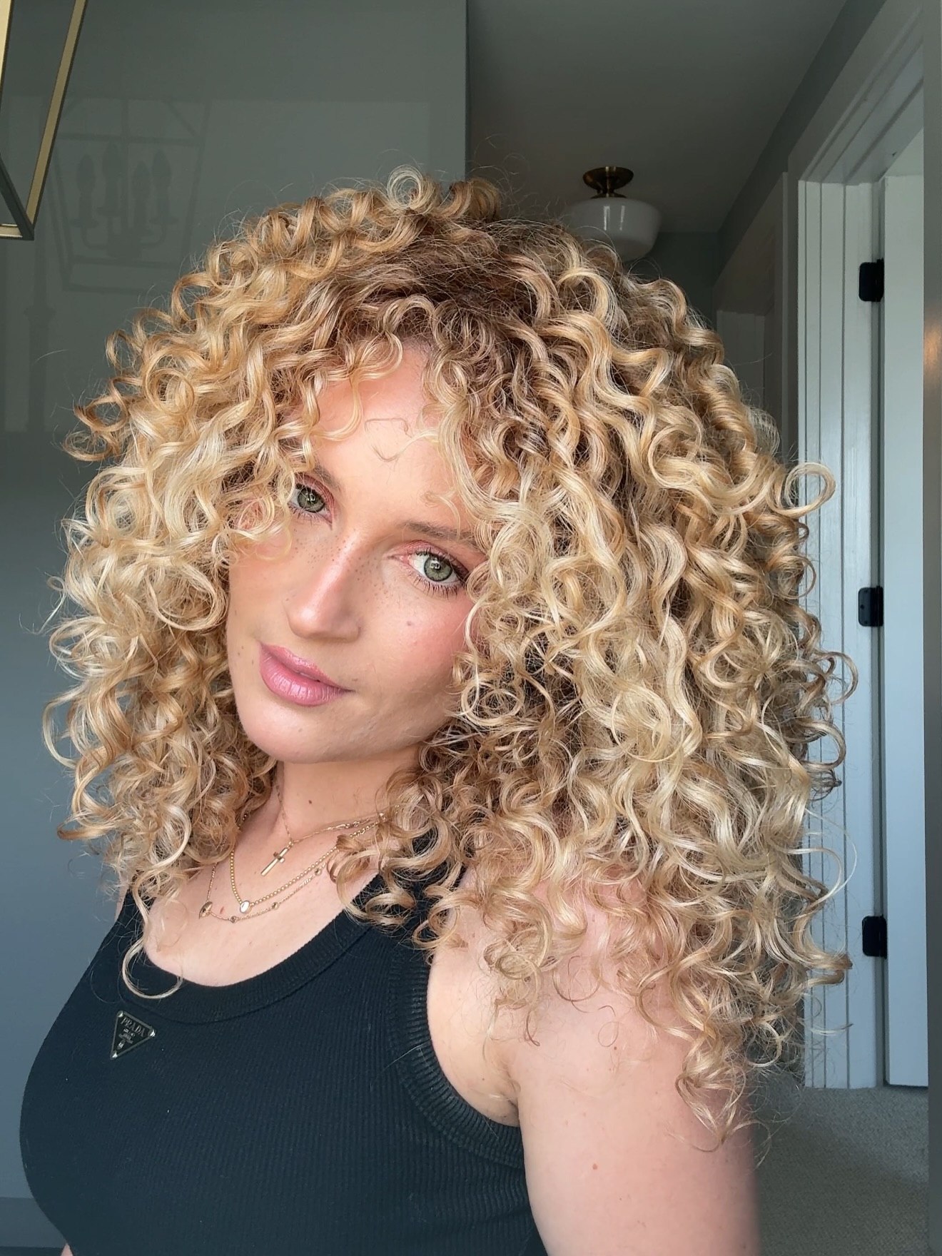 Voluminous Honey Blonde Spiral Curls