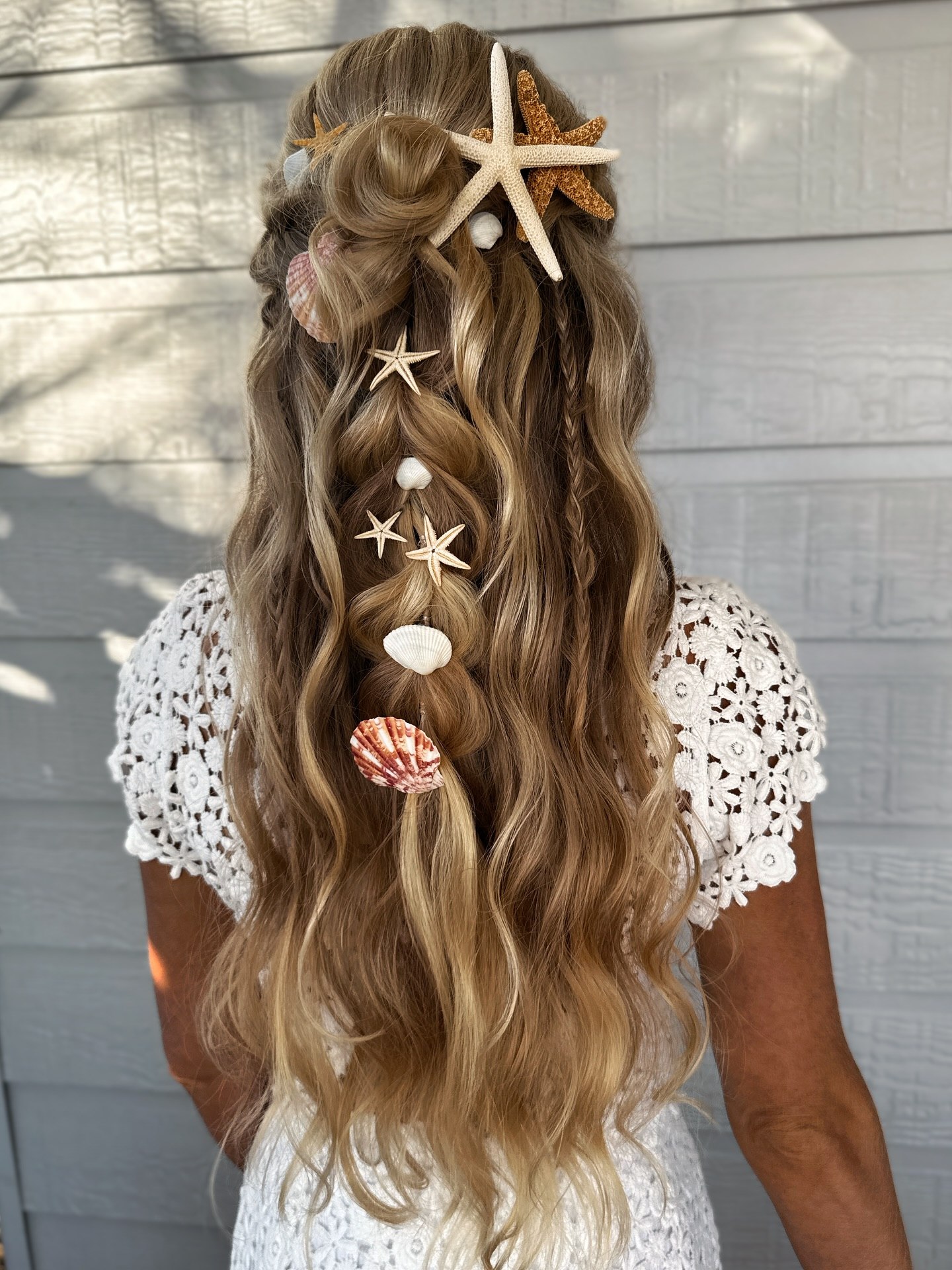 Whimsical Braided Hair with Nautical Shells