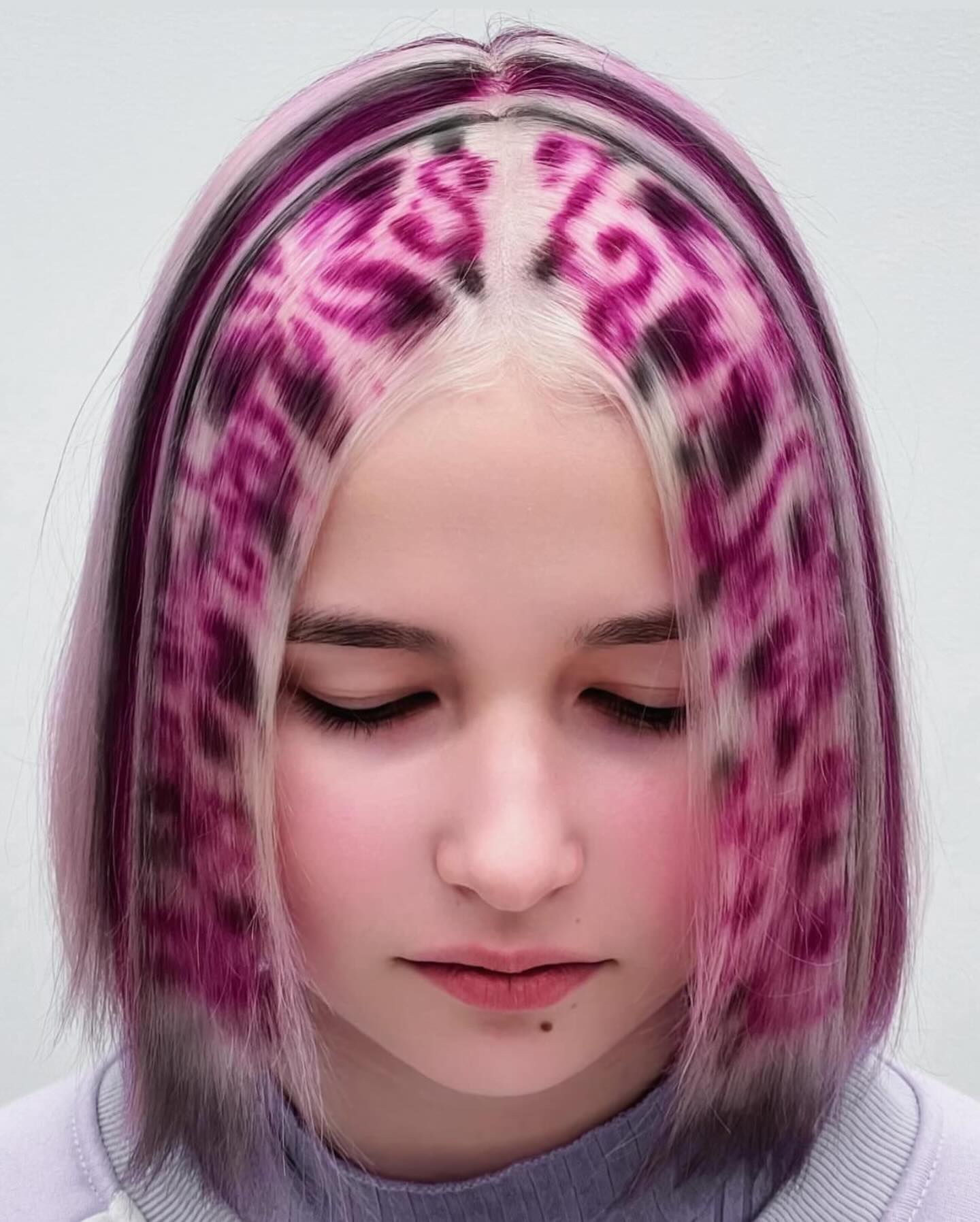 Wild Leopard Print Purple Hair Art