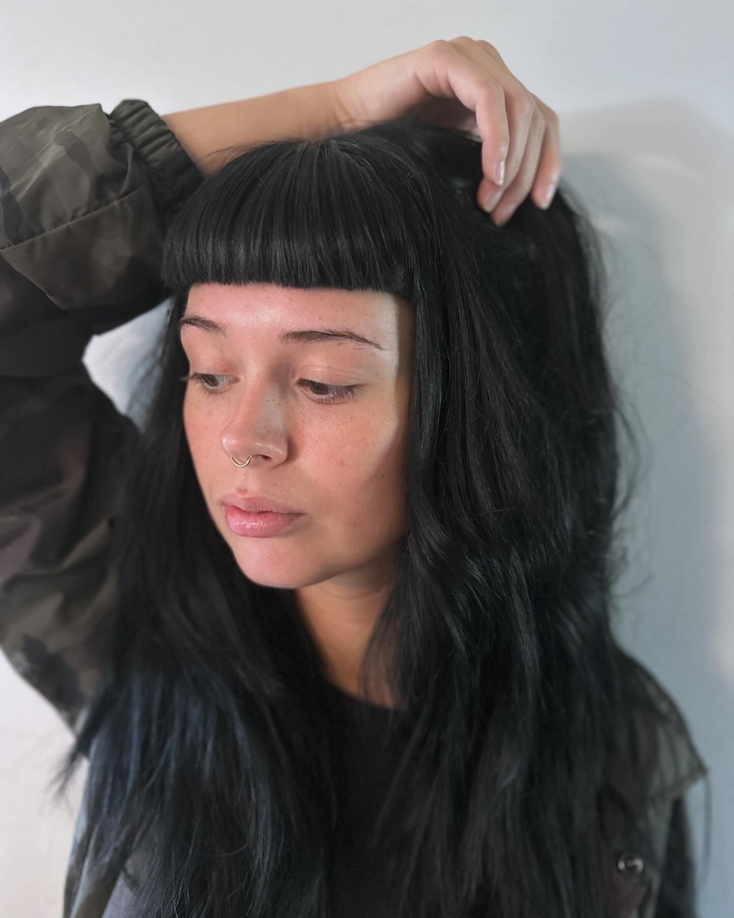 Wispy Micro Bangs With Textured Dark Waves