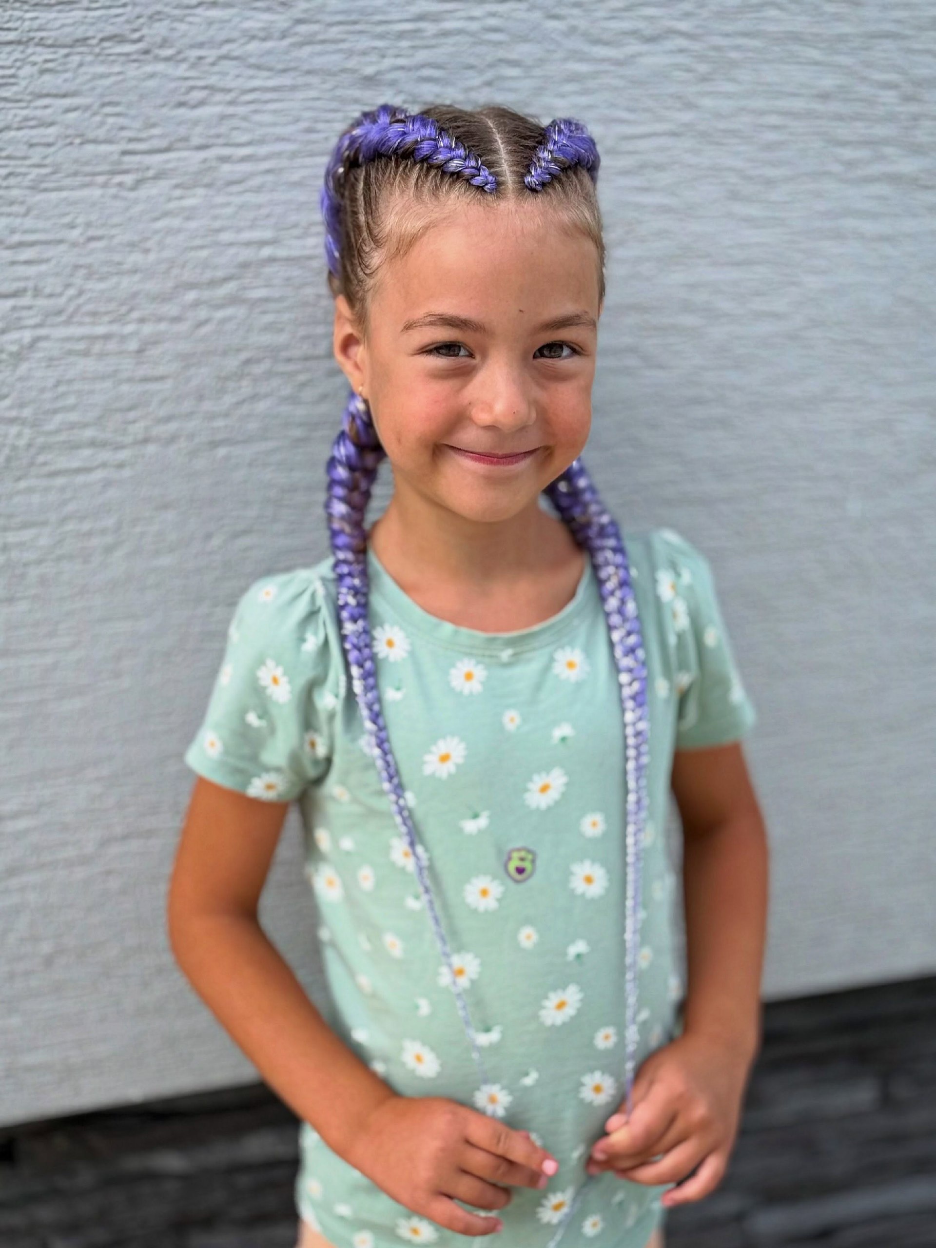 Y2K Purple Tinsel Braids with Baby Hair