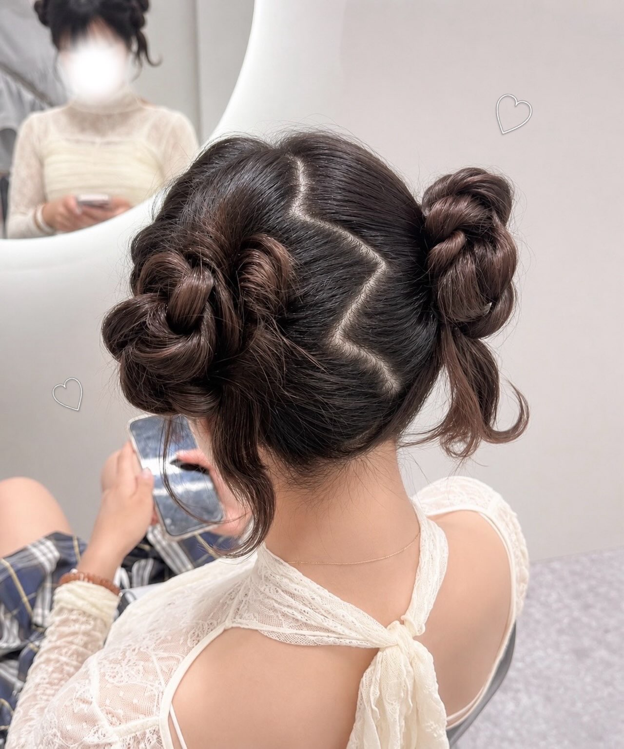 Zigzag Part Double Braided Space Buns