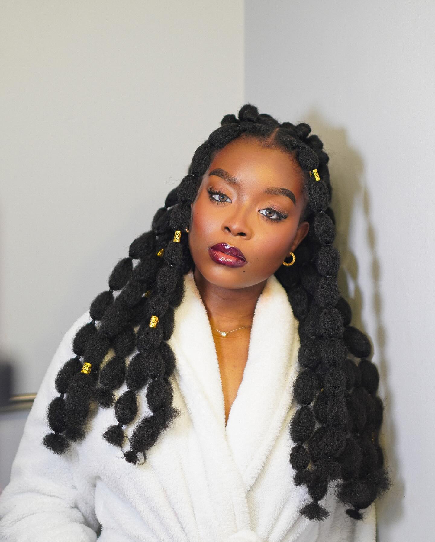 Braid Bubble Ponytail With Gold Charms