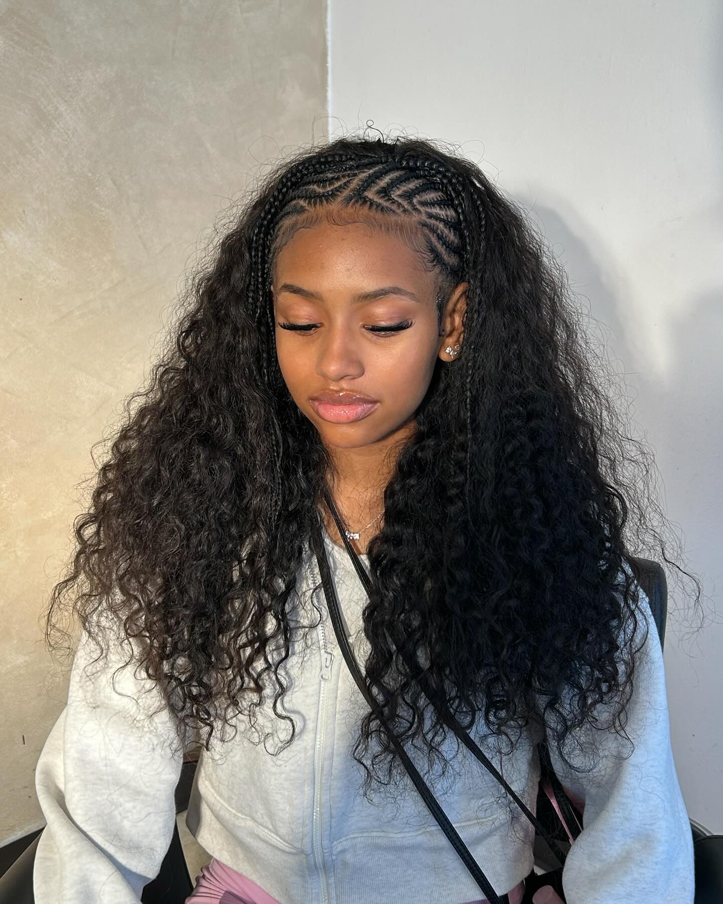 Braided Front With Loose Curls Hairstyle