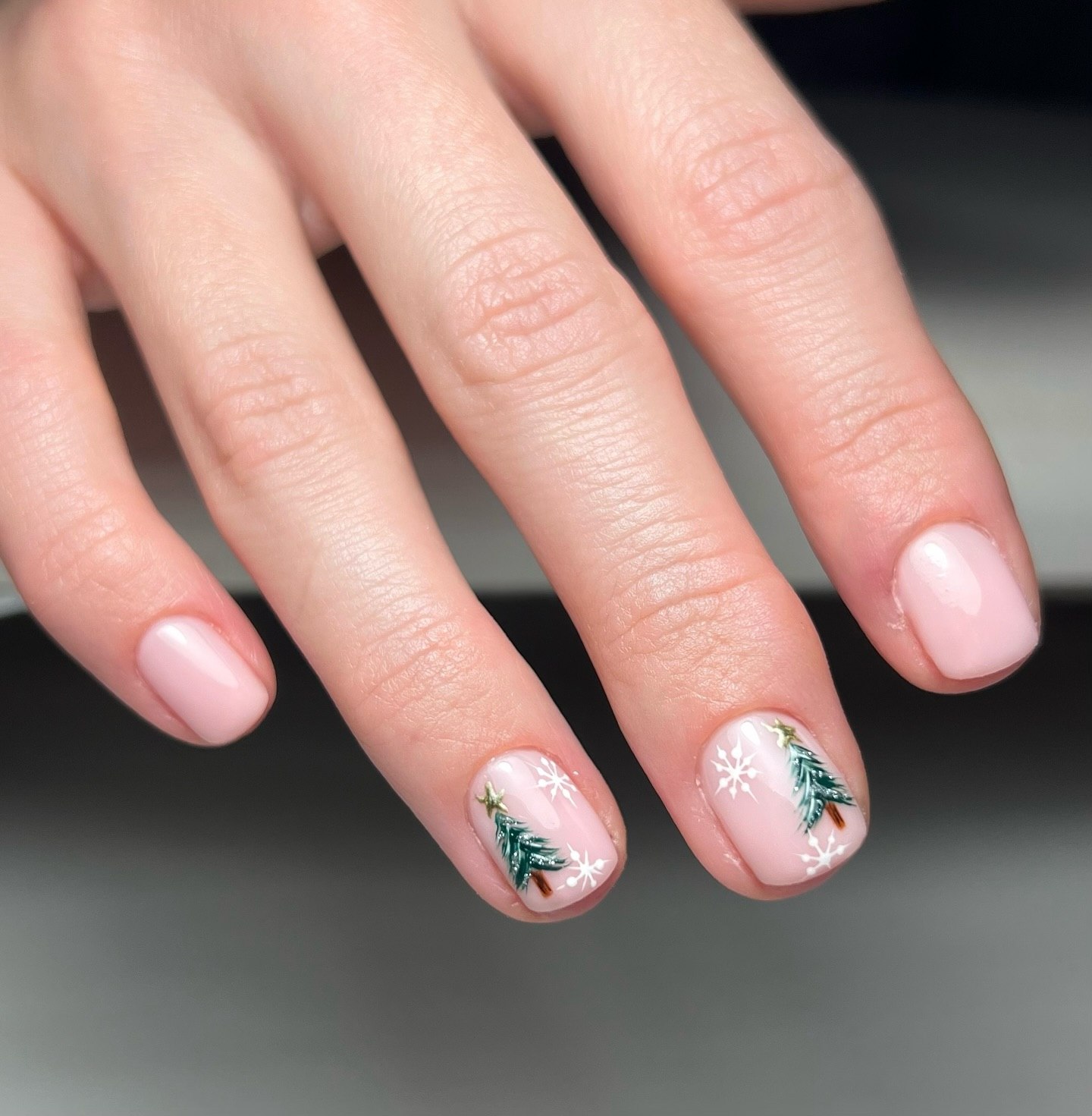 Chic Christmas Tree Short Square Nails
