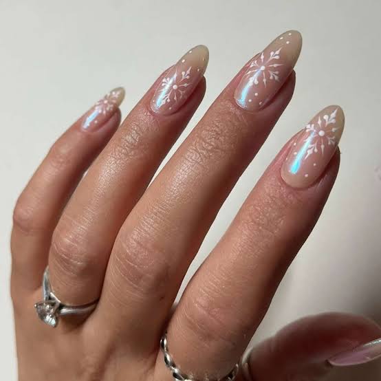 Sparkling Bows and Trees Medium Almond Nails, миндаль Sparkling Bows and Trees Medium Almond Nails, миндаль — Christmas Dip Nails