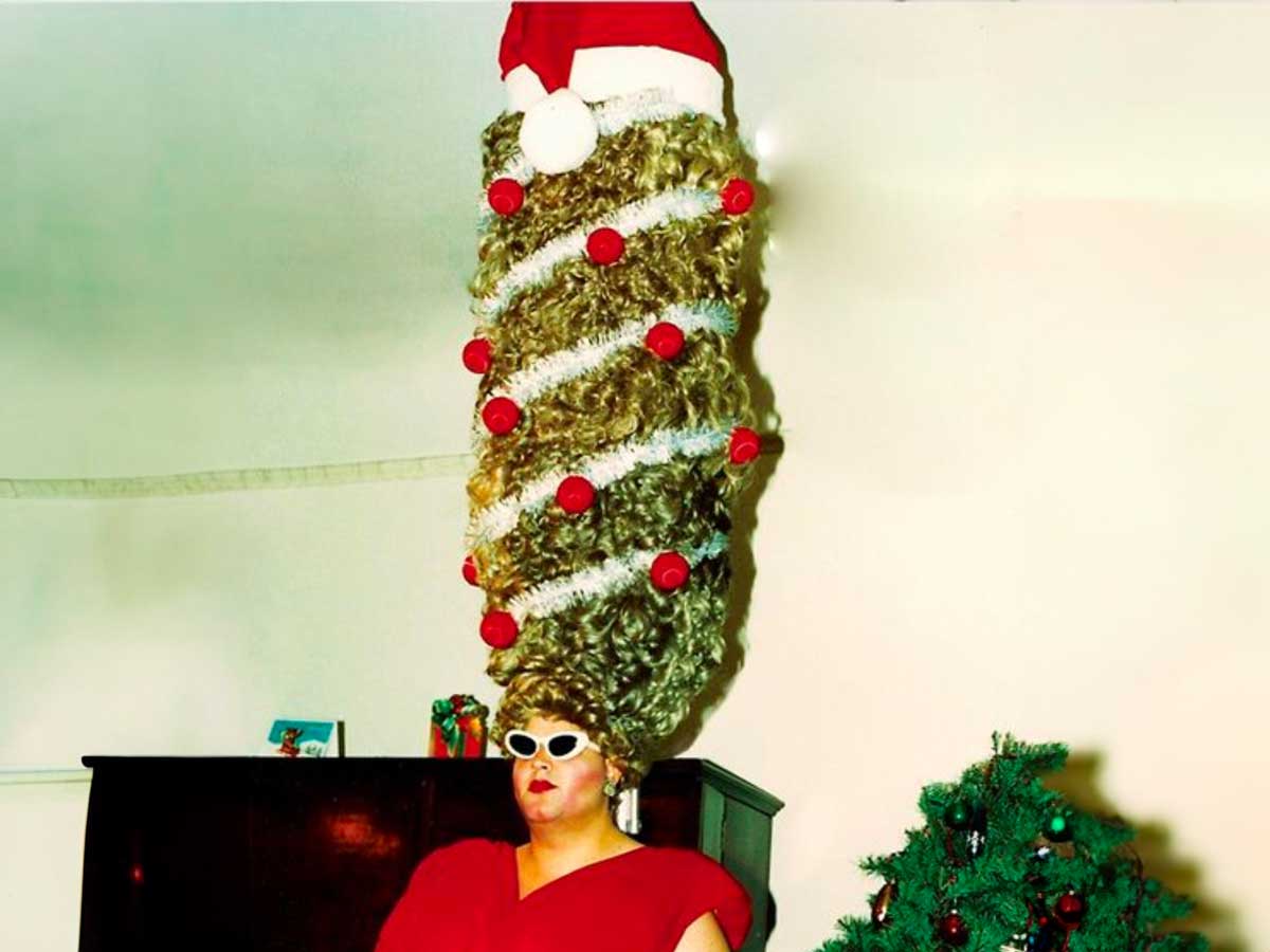 Light Blonde Curly Christmas Tree Hairstyle — Christmas Hair Styles